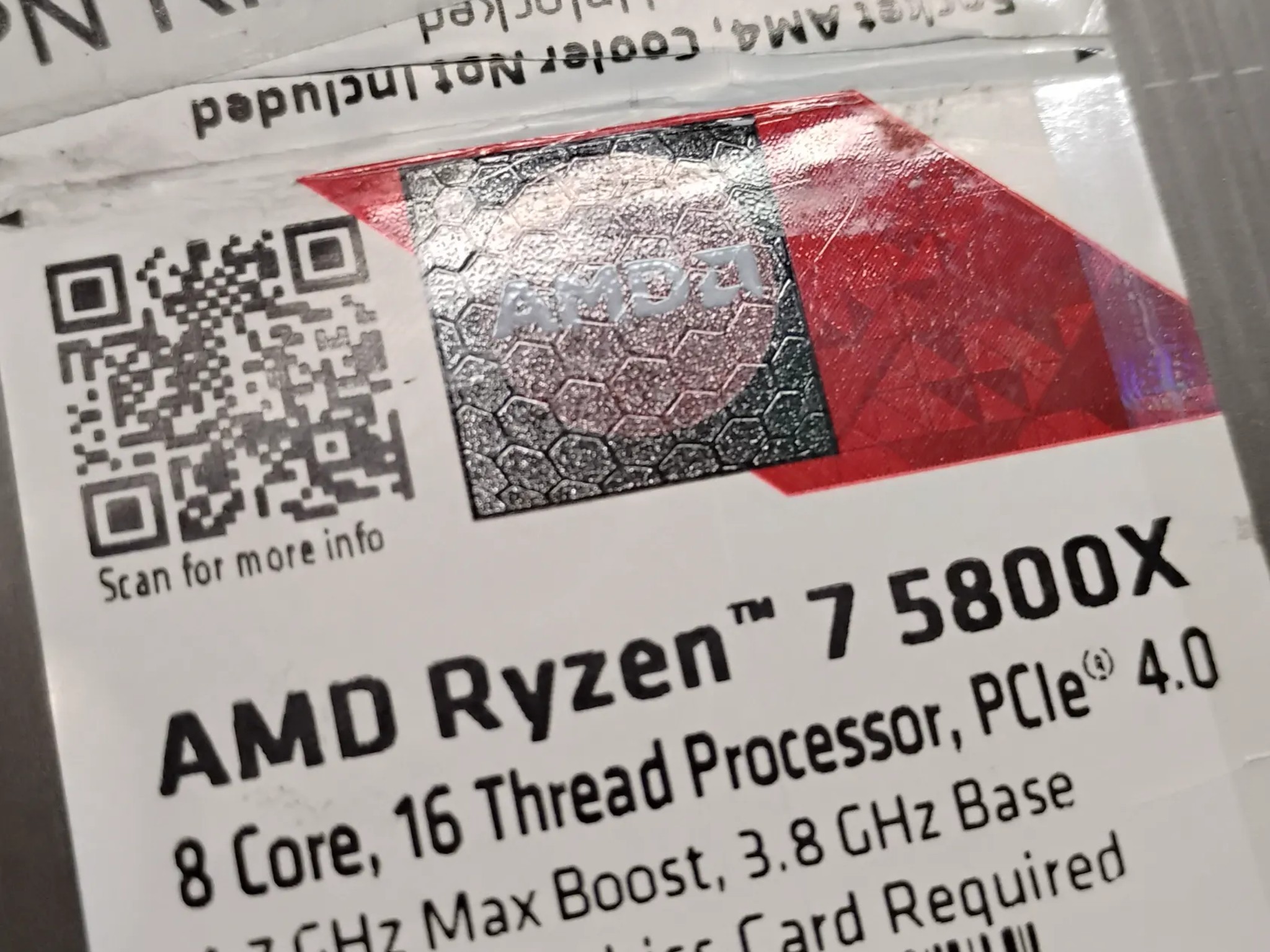 AMD Ryzen 7 5800X Unlocked 7nm Processor 8 cores 16 threads 3.8GHz base 4.7GHz boost 32MB L3 AM4 CPU