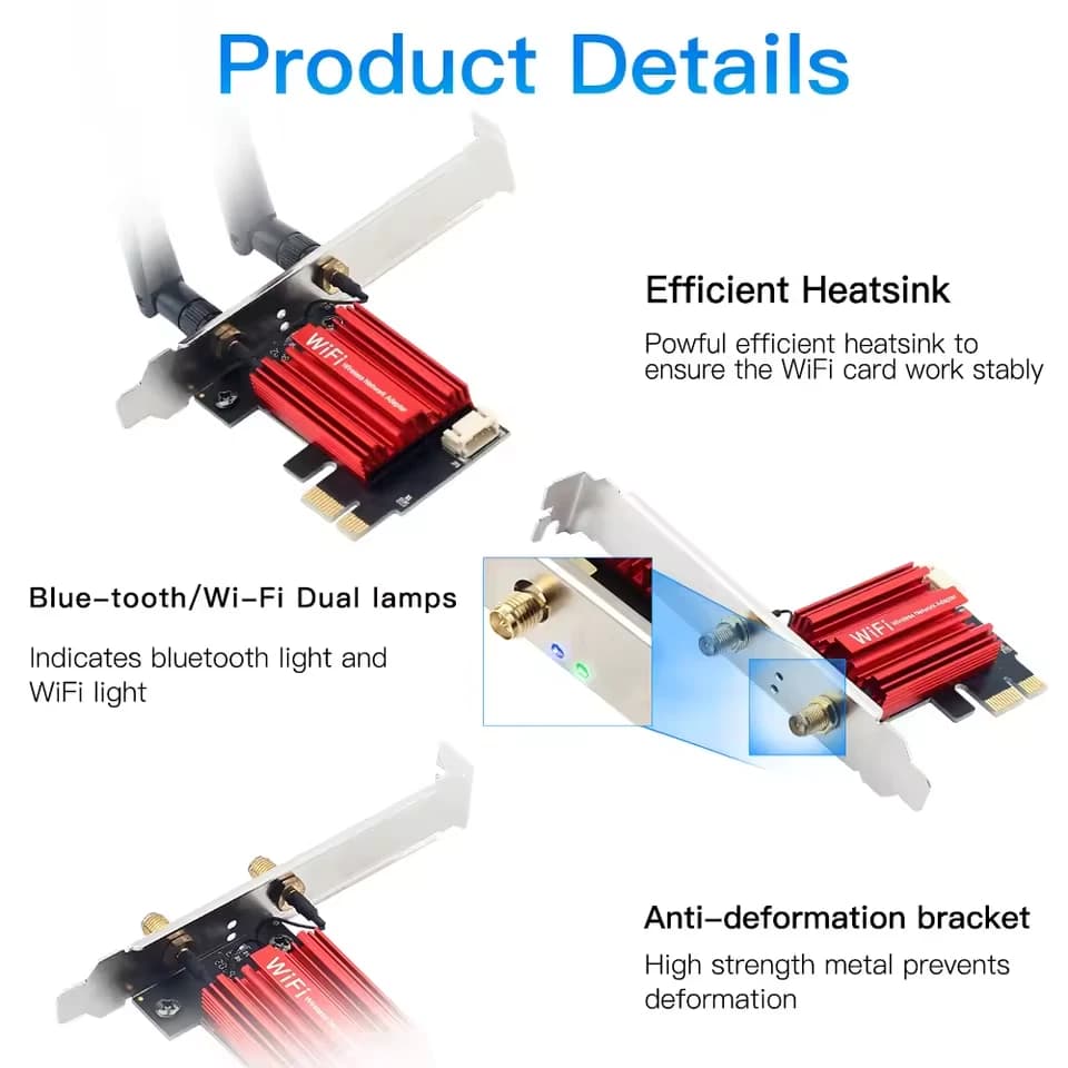 AC1200 WiFi 5 PCIE WiFi Adapter Wireless Network Card