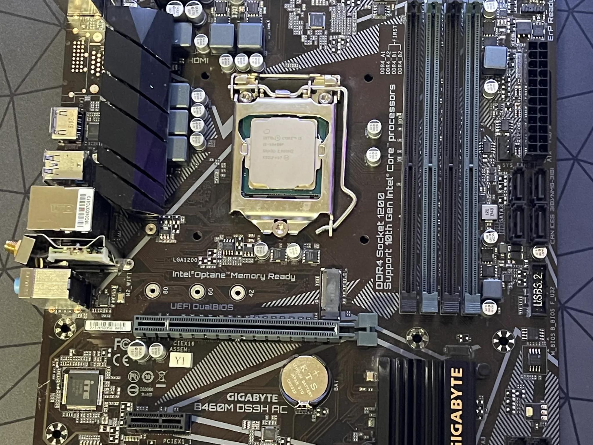 Gigabyte B460M Motherboard, intel i5 10400F CPU, combo for sale.
