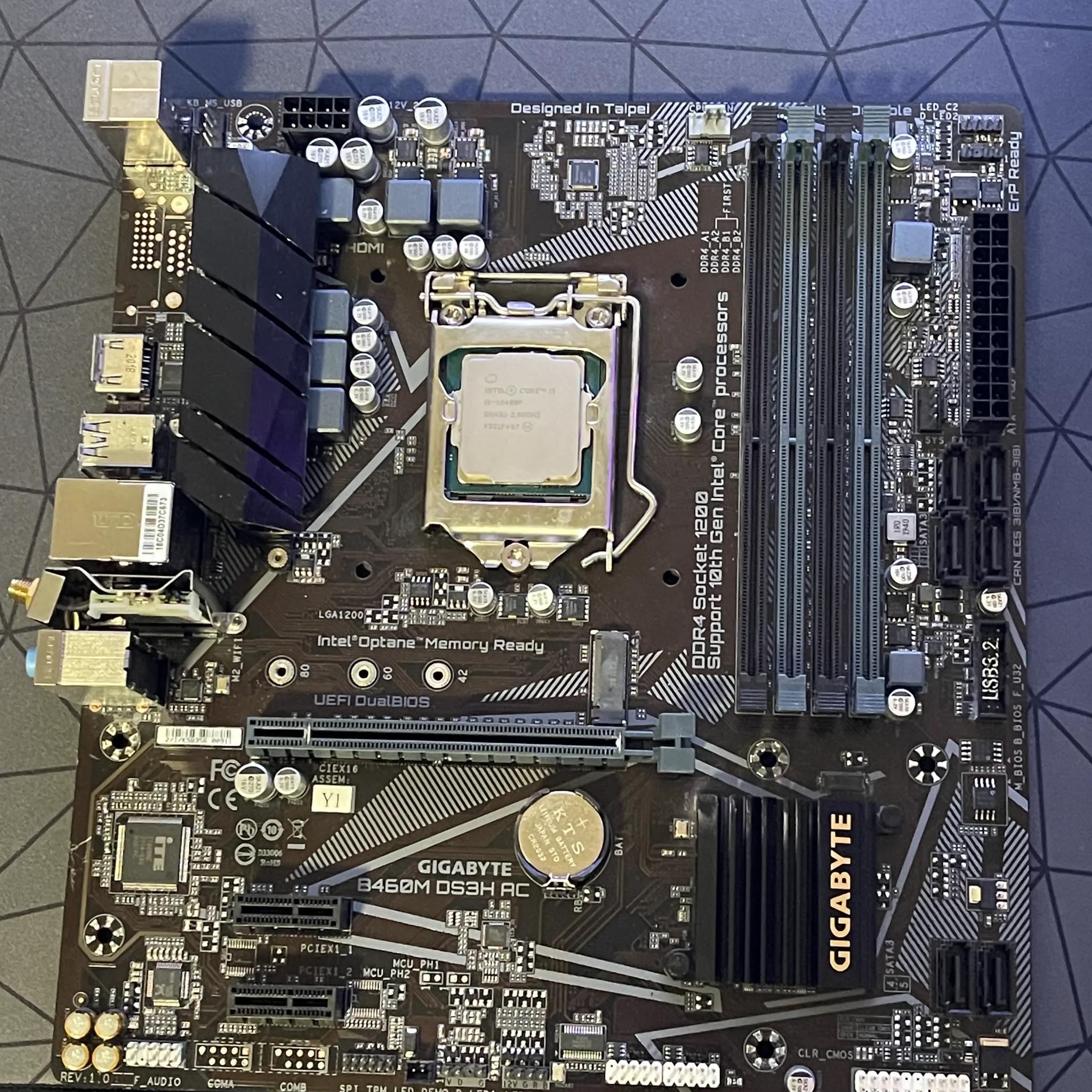 Gigabyte B460M Motherboard, intel i5 10400F CPU, combo for sale.