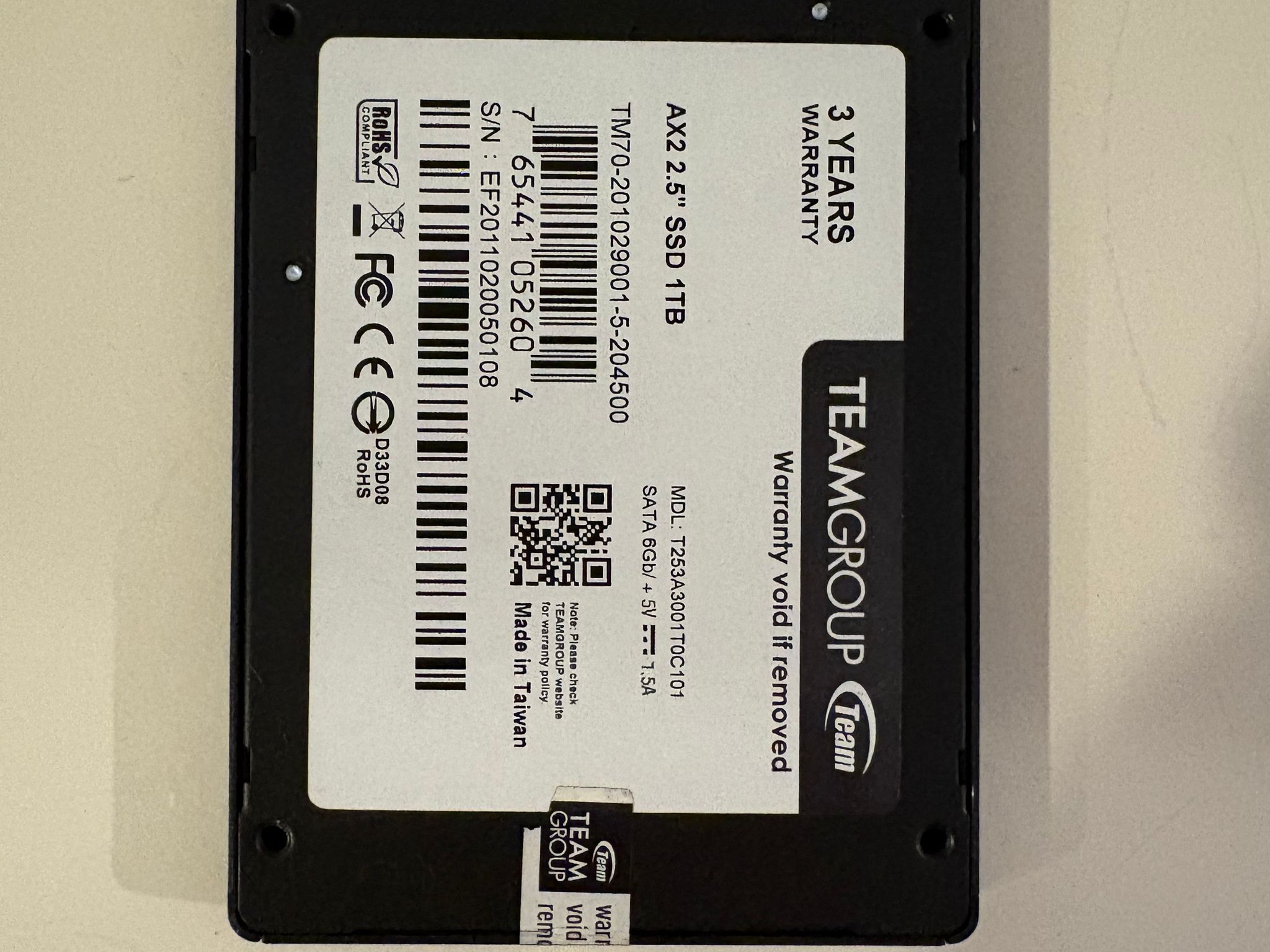 Teamgroup AX2 1TB Sata 2.5' SSD