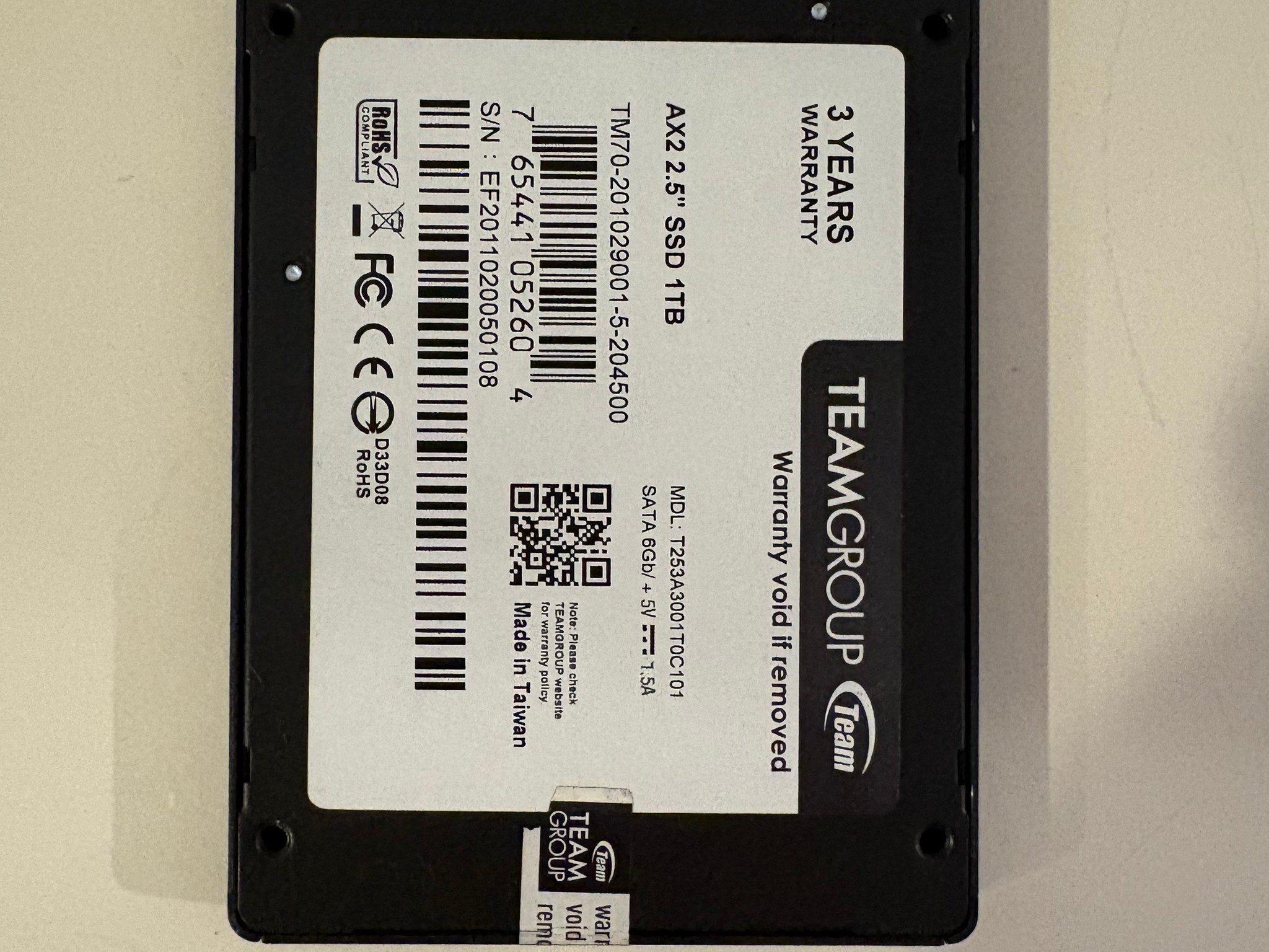 Teamgroup AX2 1TB Sata 2.5' SSD