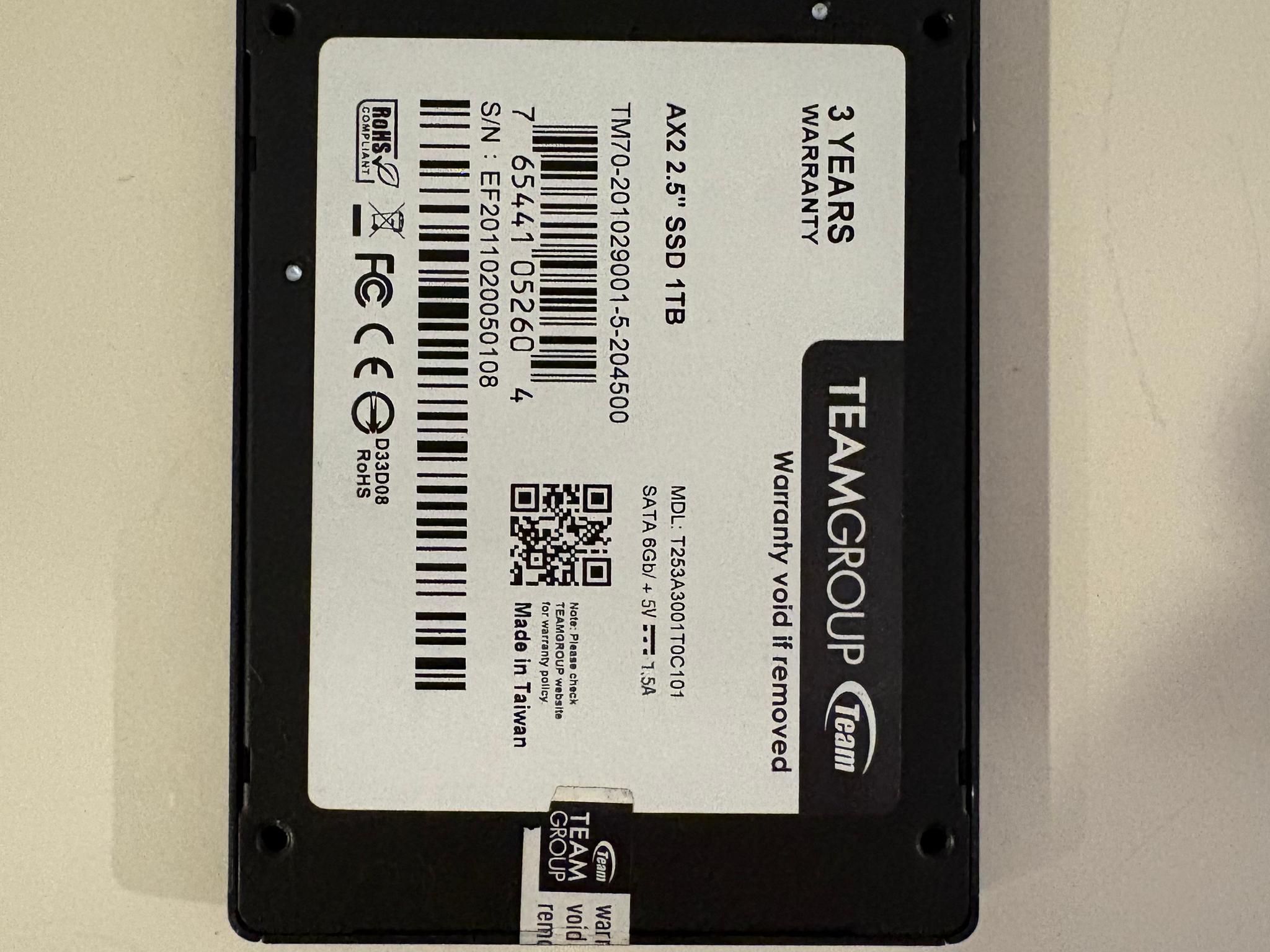 Teamgroup AX2 1TB Sata 2.5' SSD