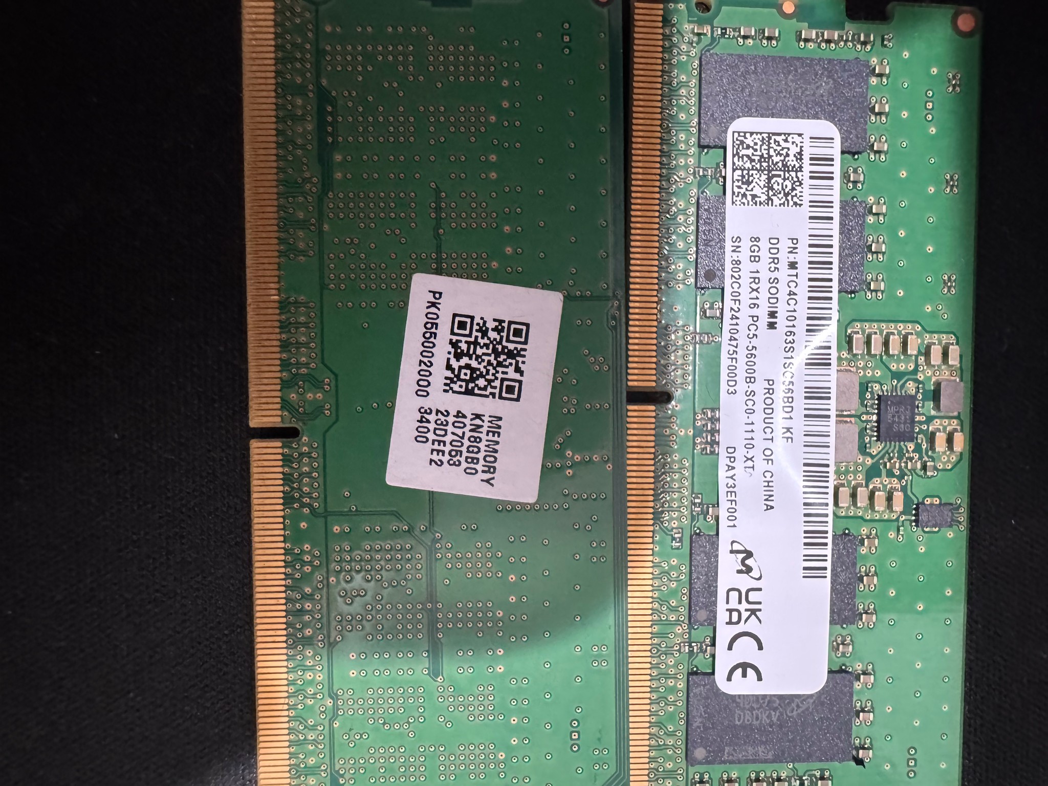 Micron 16gb DDR5 Laptop Ram. (2x8gb)