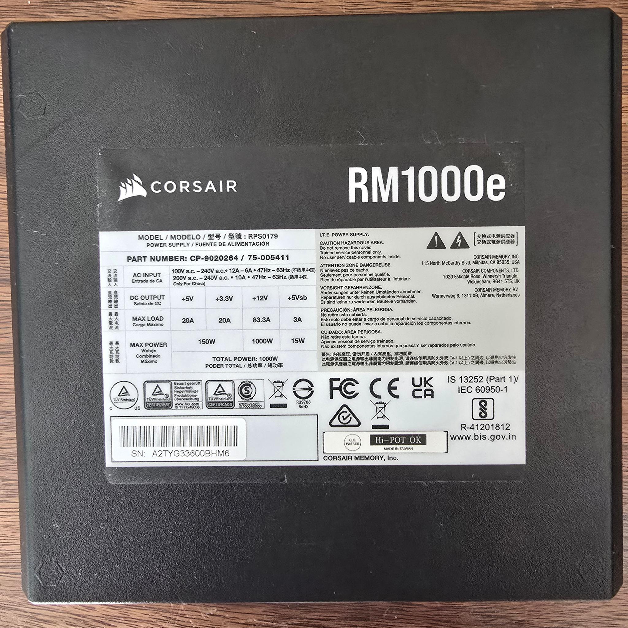 CORSAIR RM1000e (2025) Fully Modular Low-Noise ATX Power Supply