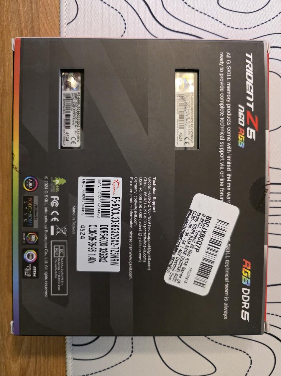 G.SKILL Trident Z5 Neo RGB Expo DDR5 64GB 2x32GB 6000MT CL30-36-36-96 F5-6000J3036G32GX2-TZ5NRW