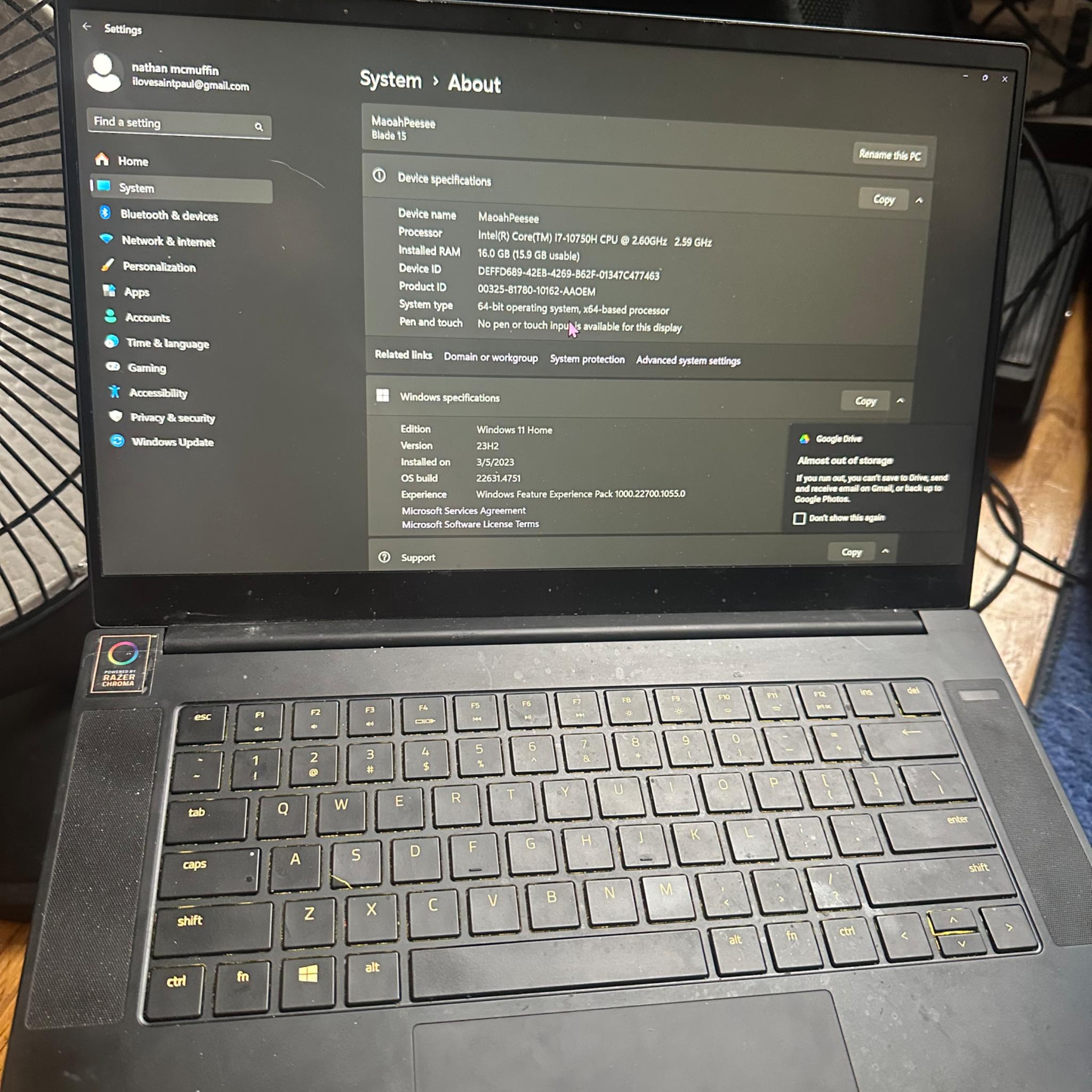 Razer Blade 15 2070, 2 Broken USB Ports so I will throw in a free USB hub.