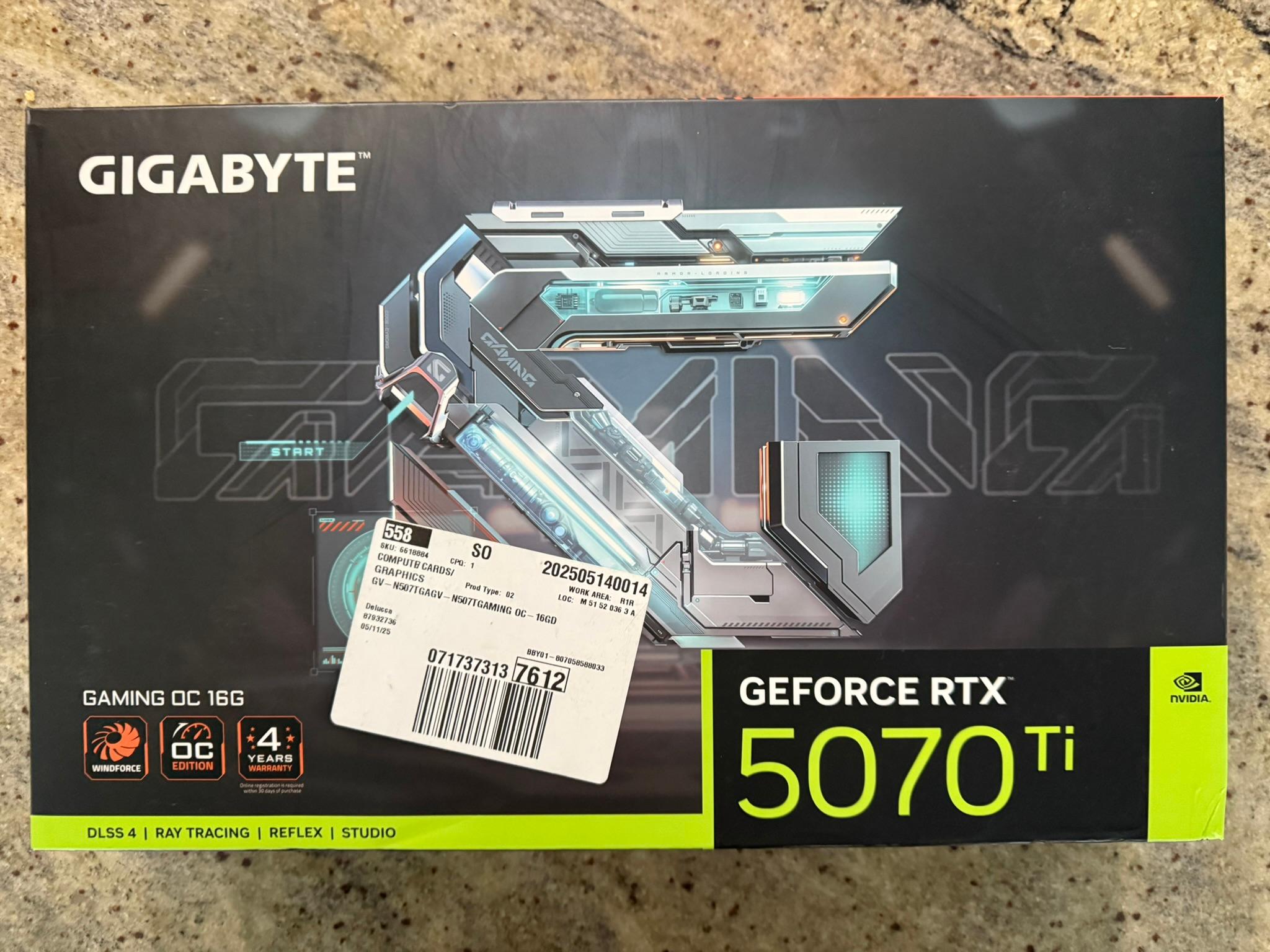 Gigabyte Geforce RTX 5070 Ti Gaming OC 16GB GDDR7 Graphics Card