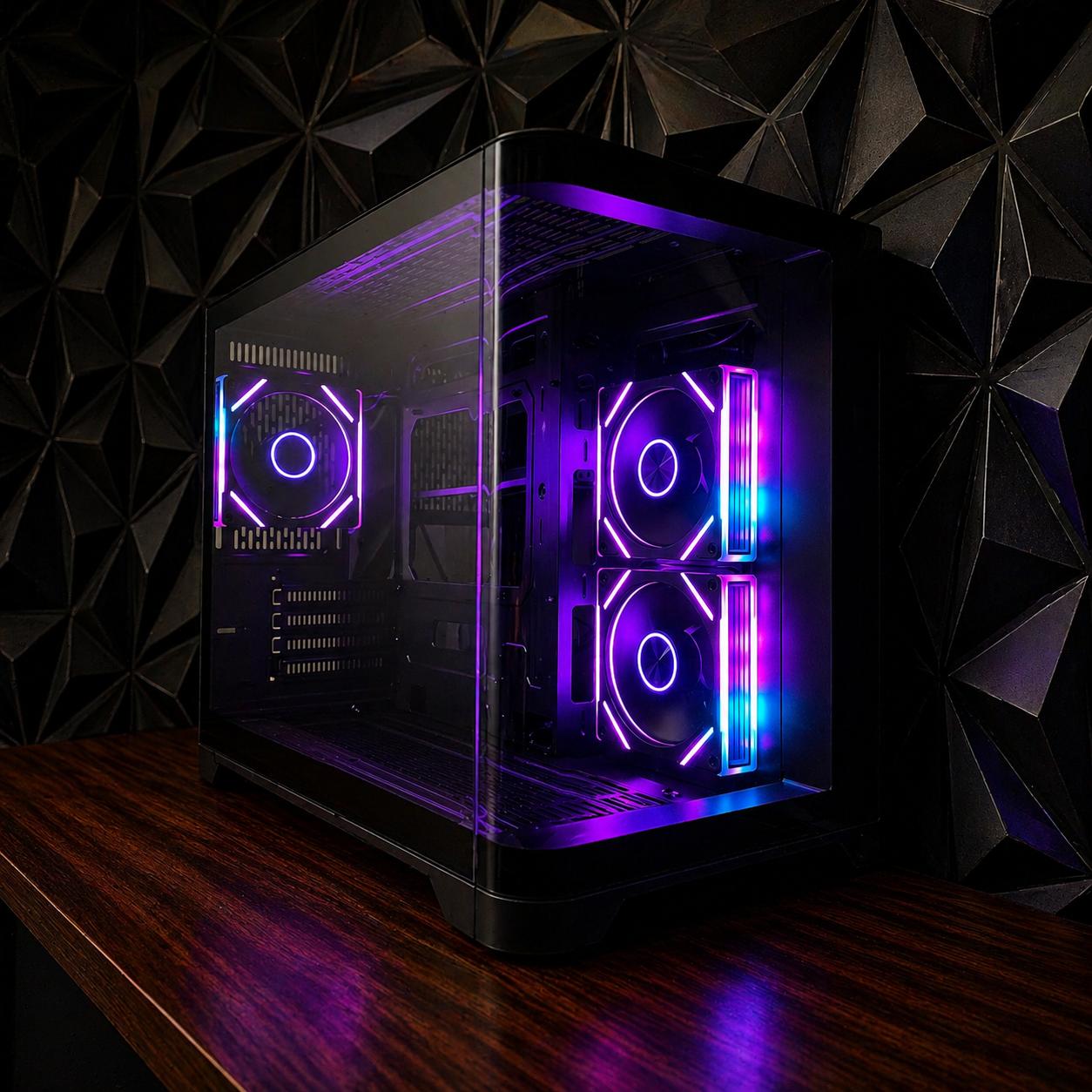 Black Tempered Glass ARGB Fish Tank MATX PC Case