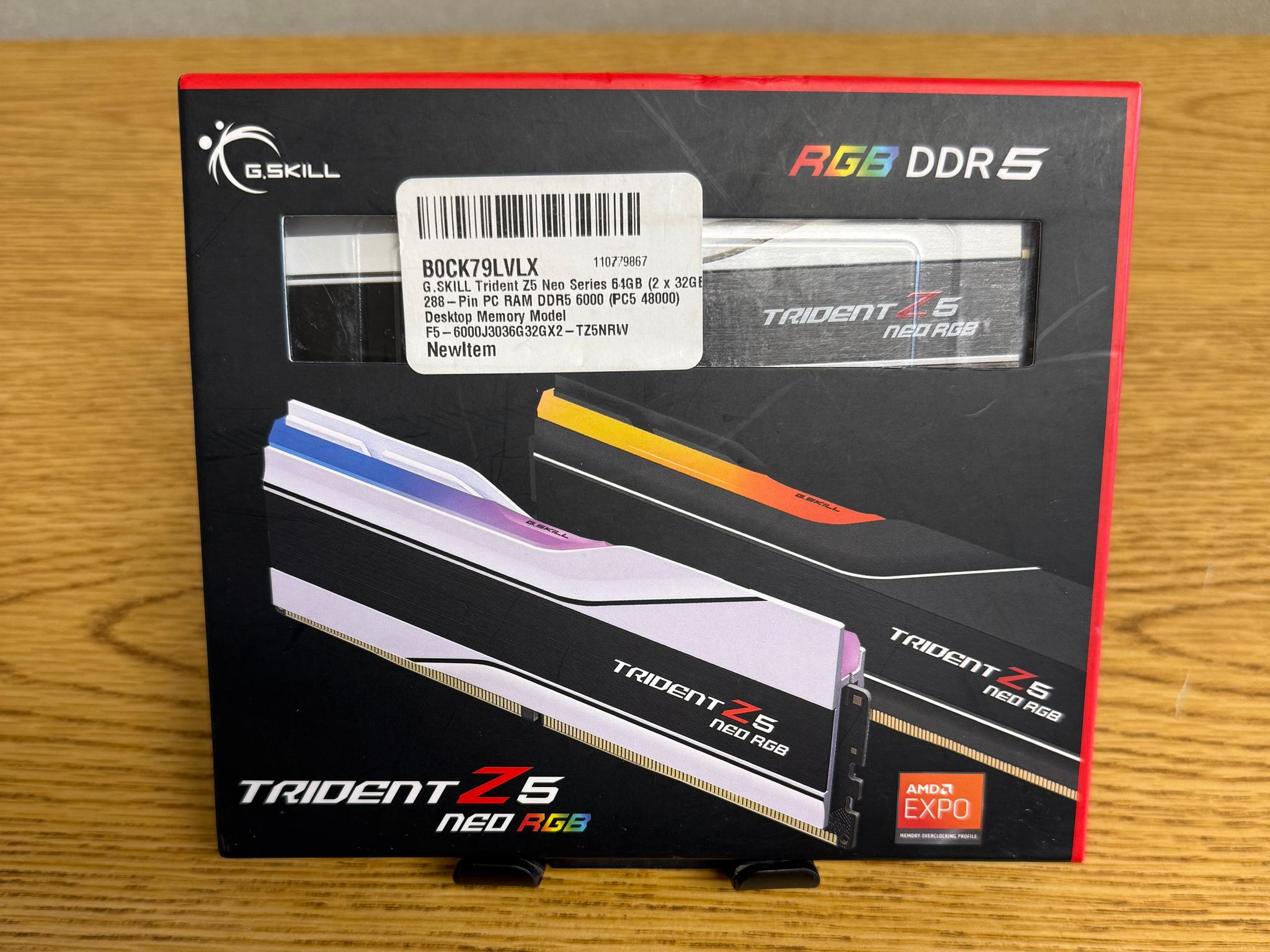NEW 64GB 6000MHz CL30 White G.Skill Trident Z5 RGB (2x32GB) DDR5 RAM - AMD EXPO