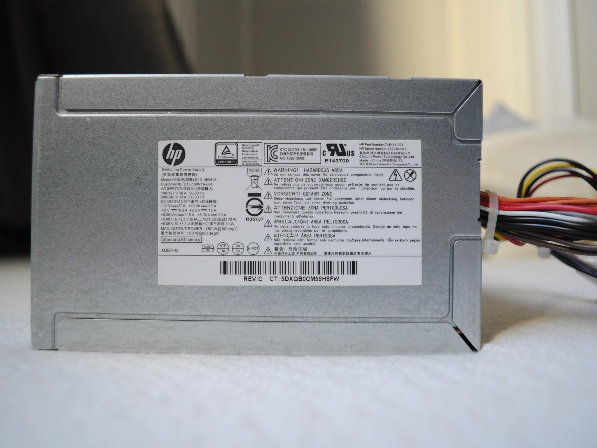 HP 180W ATX power supply from HP 280 G1 MT