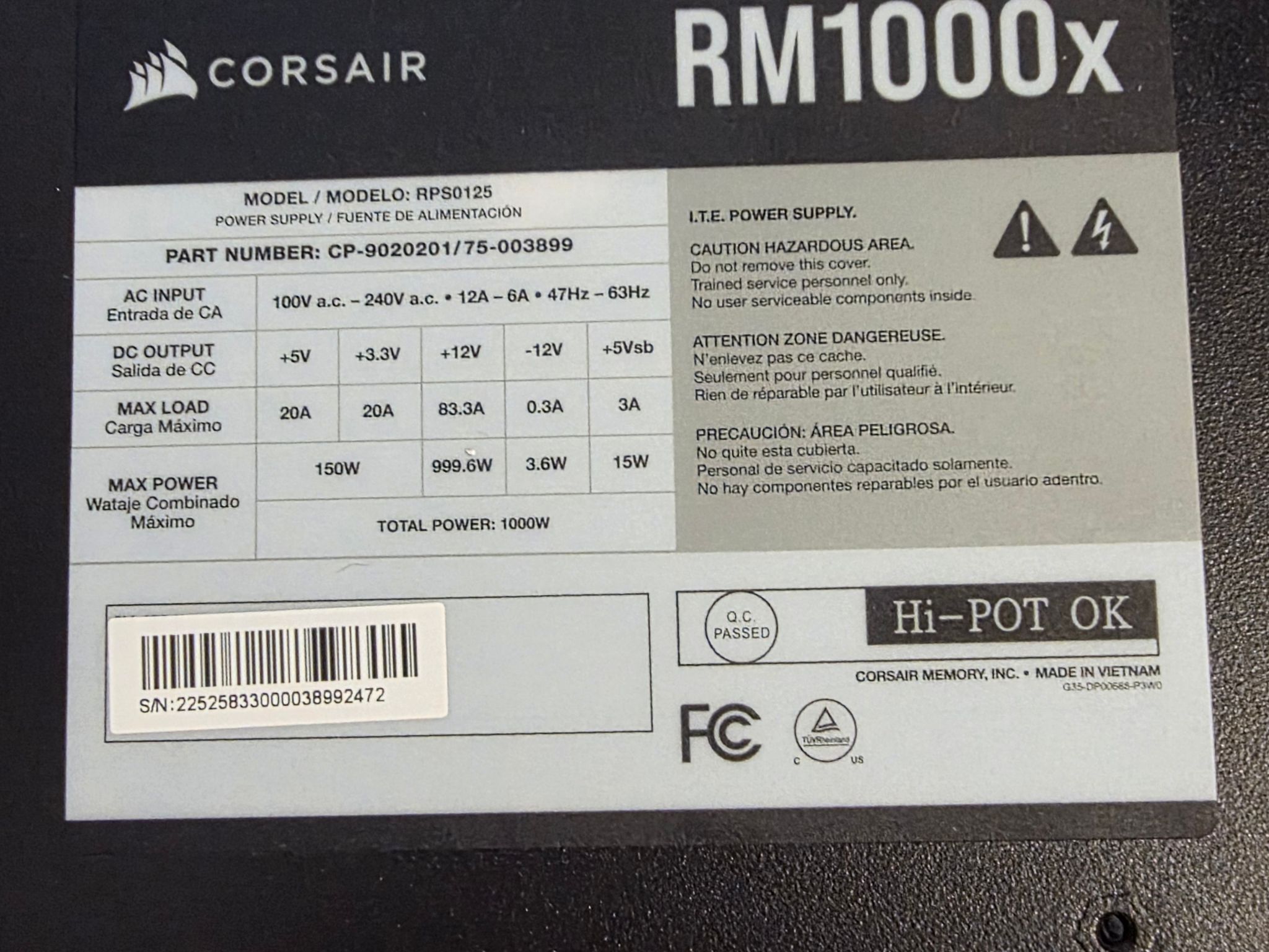 Corsair RM1000x ATX