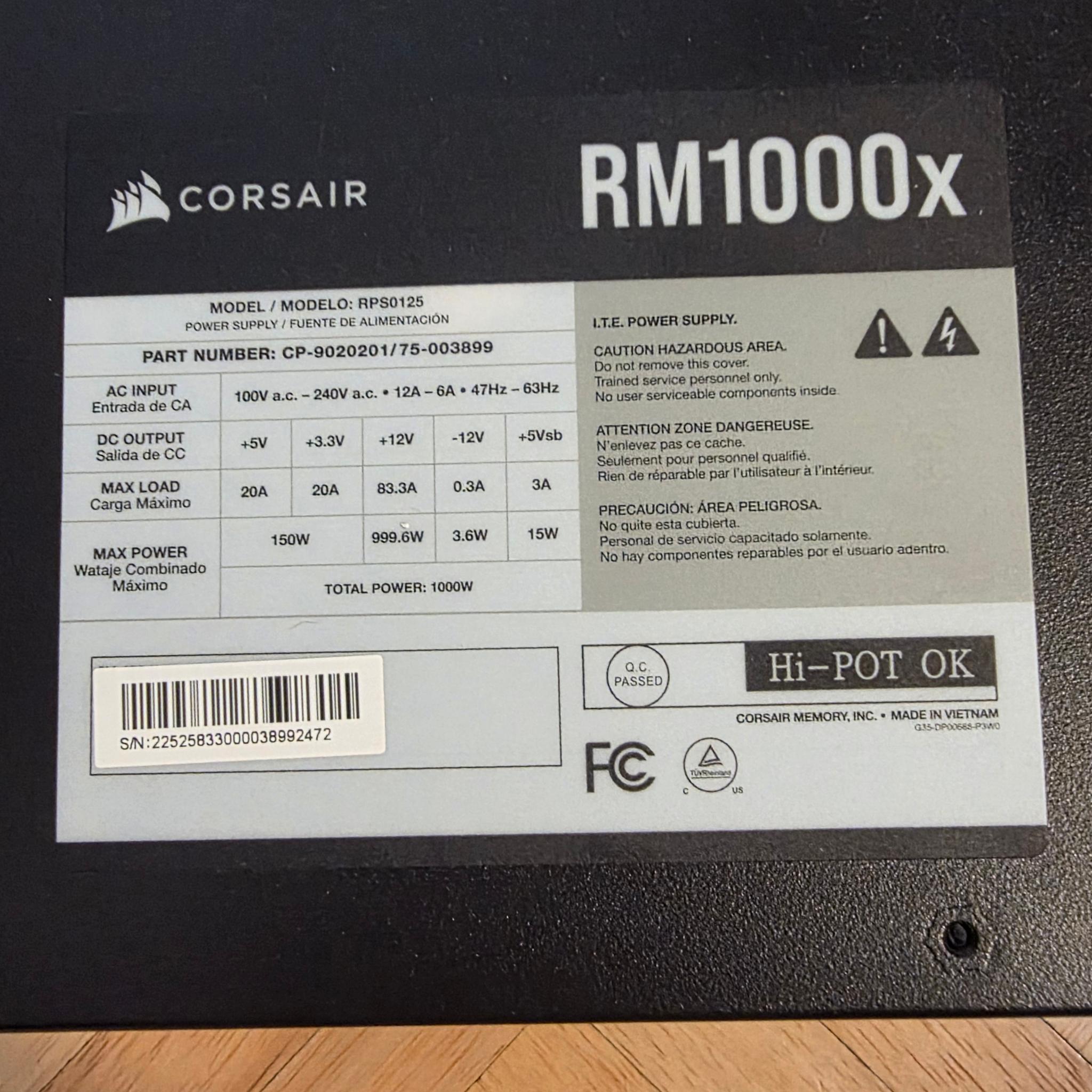 Corsair RM1000x ATX