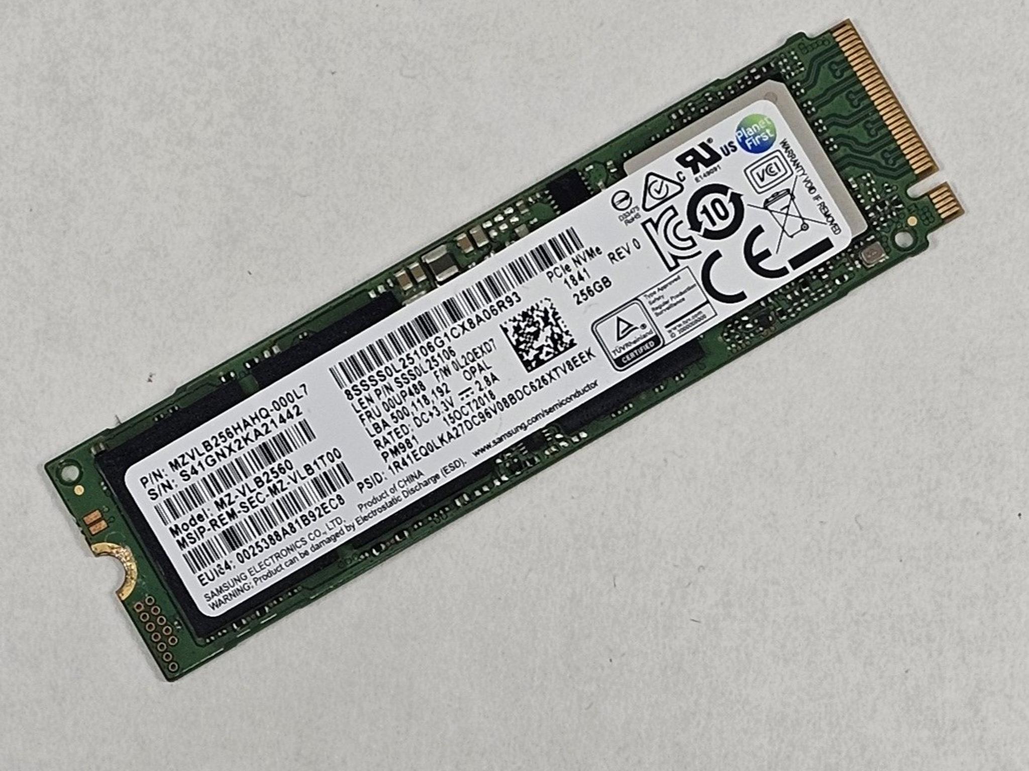 256GB NVMe M.2 SSD Samsung PM981 Gen3
