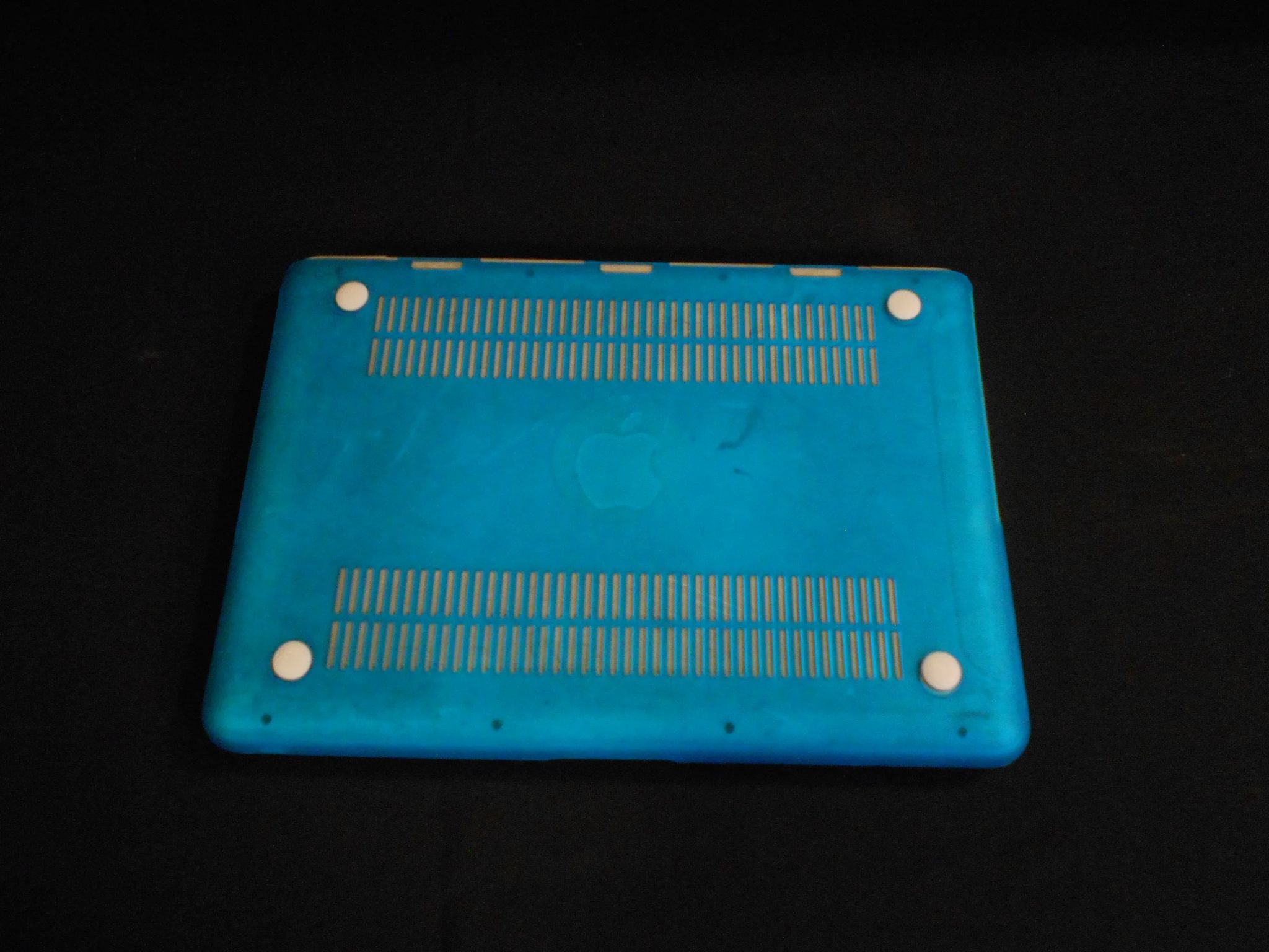 Macbook Unibody With Blue Protectice Case