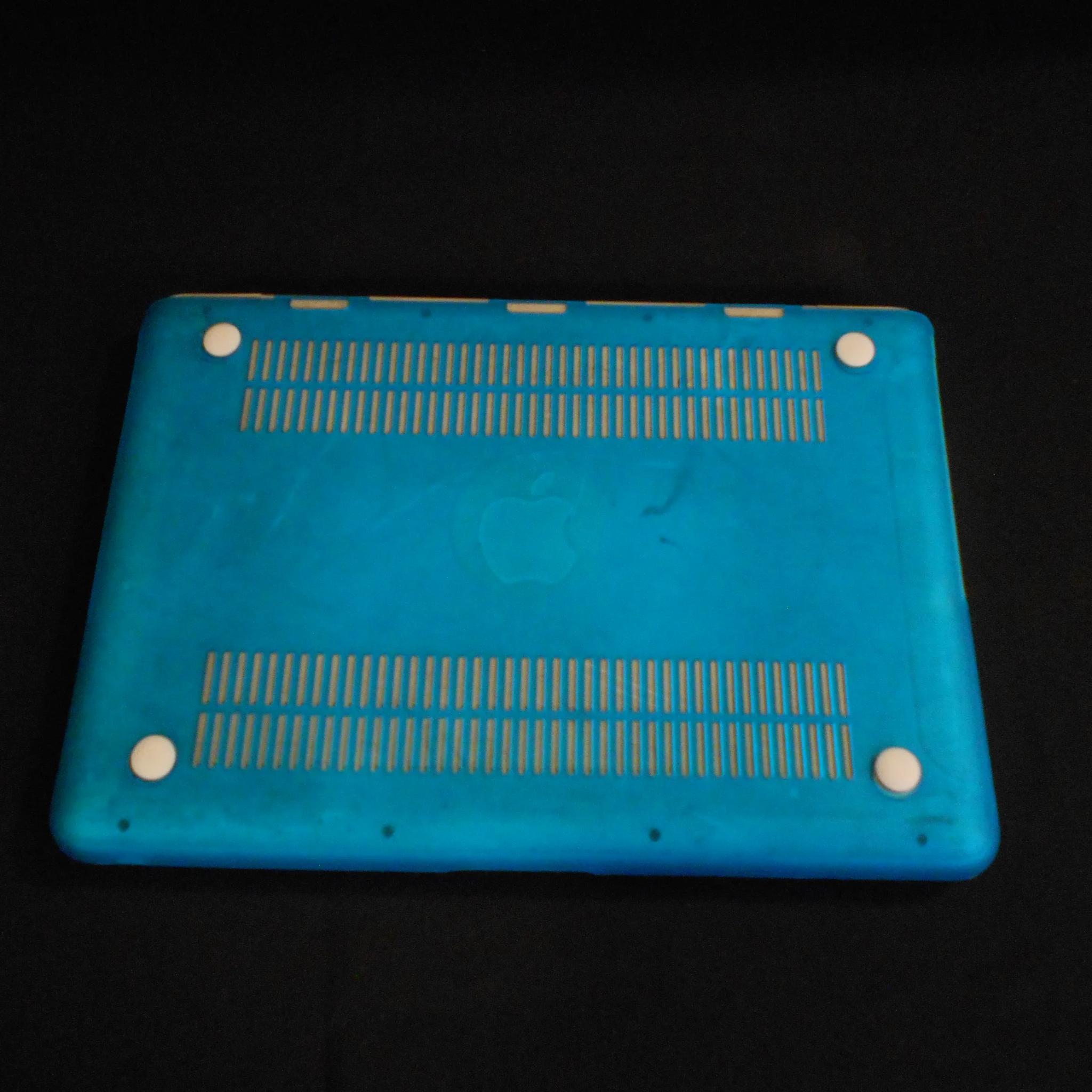 Macbook Unibody With Blue Protectice Case