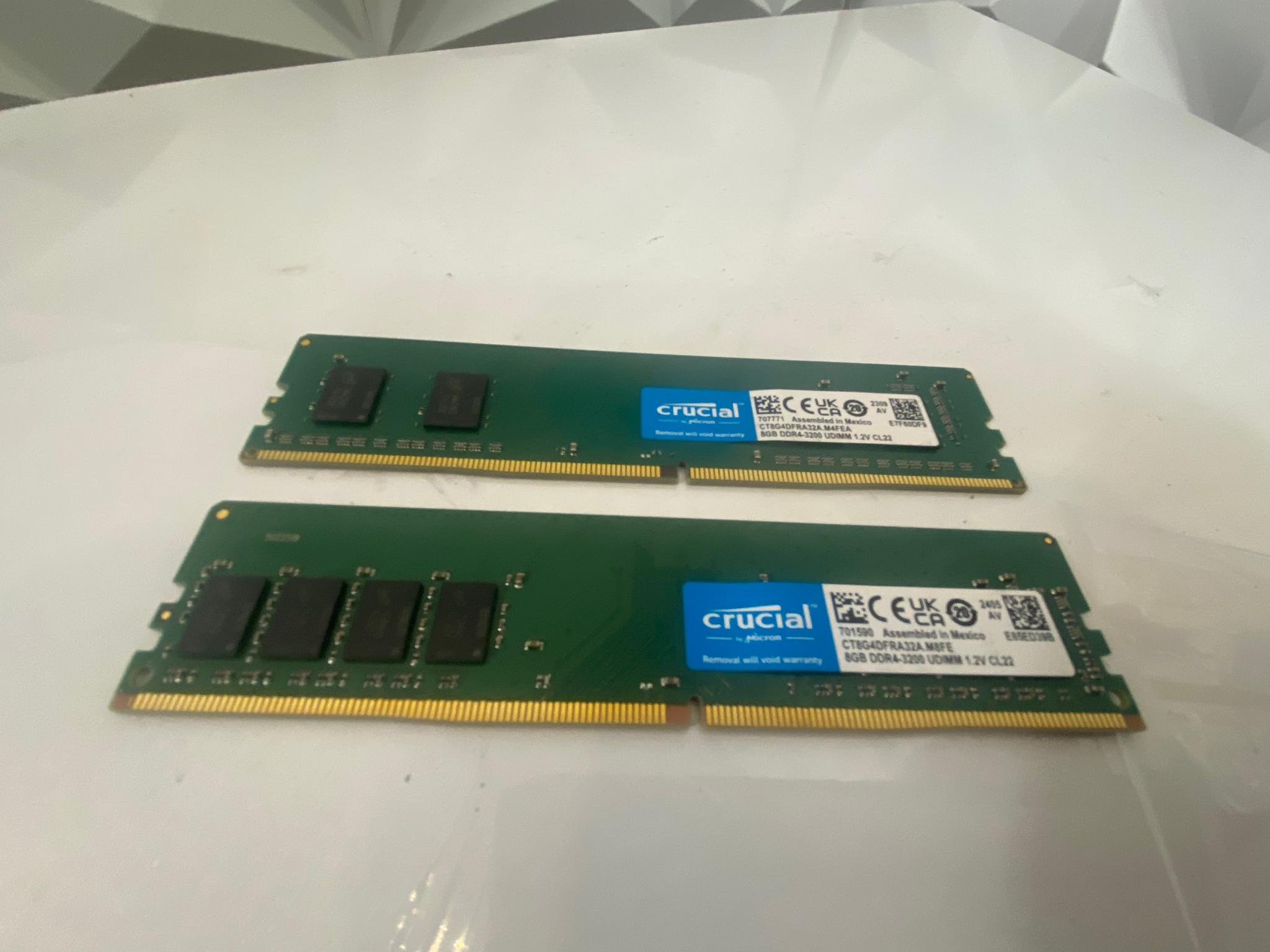 Crucial 16GB DDR4 RAM (2×8GB, 3200MHz) – Used, Tested