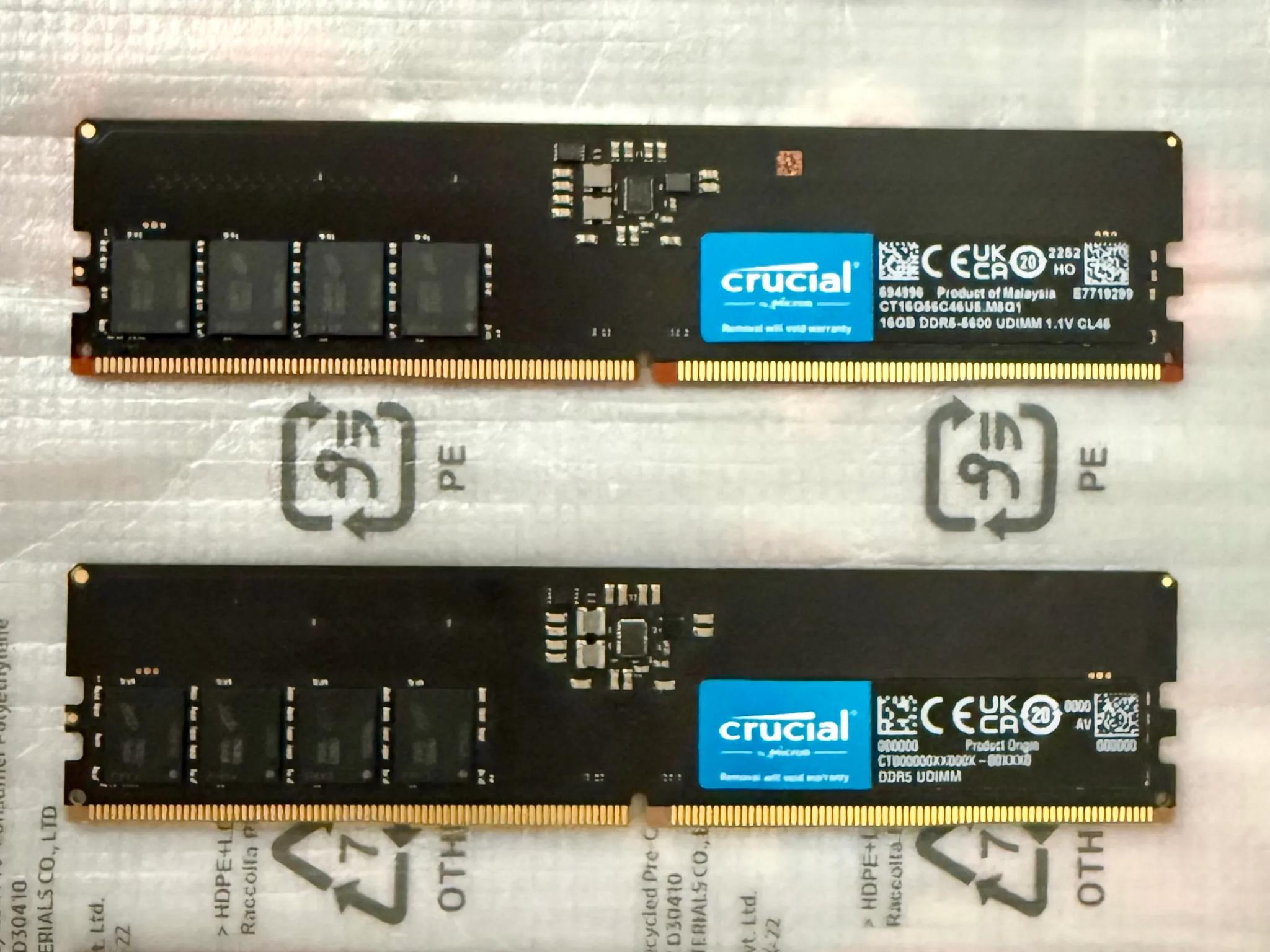Crucial 64GB Kit (4x16GB) DDR5 RAM 5600MHz (CL46) Desktop Memory (CT2K16G56C46U5)