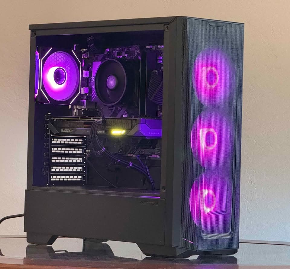 FREE SHIPPING 🖤 🌈 Black RGB Gaming PC | RX 9060 XT 16GB | Ryzen 5 7600 | 1TB SSD | 16GB...