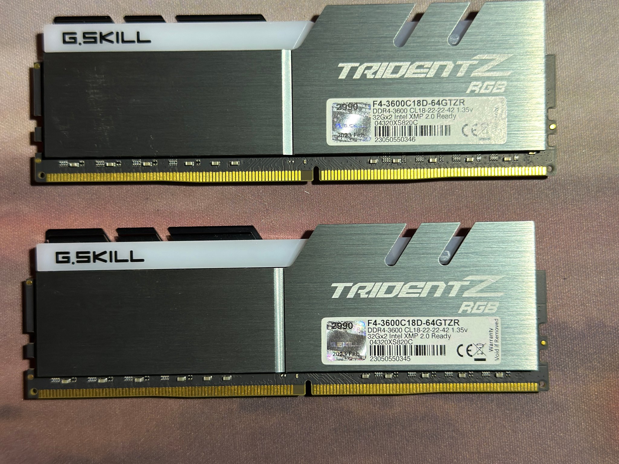 G.SKILL Trident Z RGB 64GB (2x32GB) DDR4 3600MHz CL18 RAM Kit - Excellent Condition, RGB Lighting