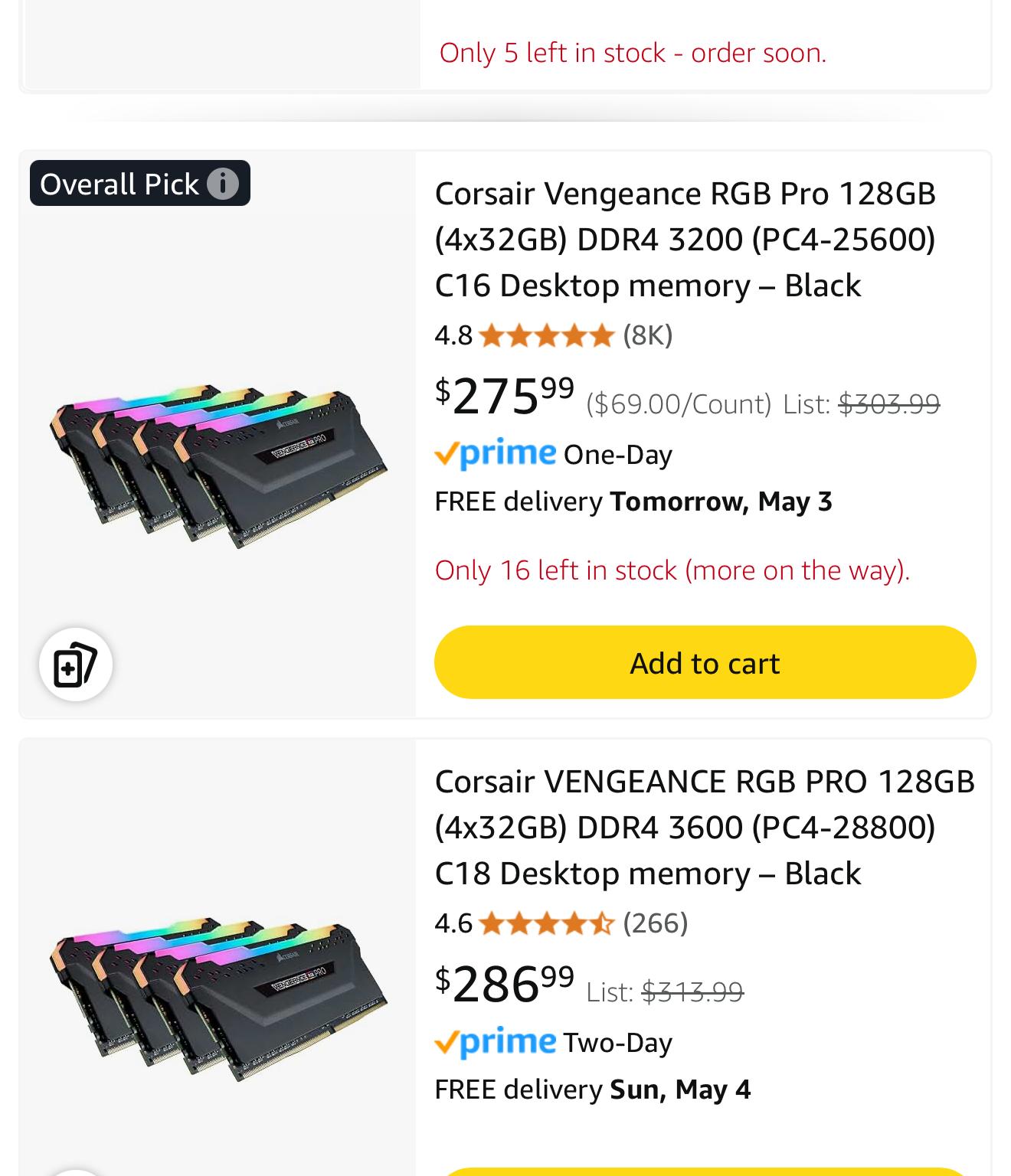 Corsair vengeance RGB pro 4x32gb ddr4 ram