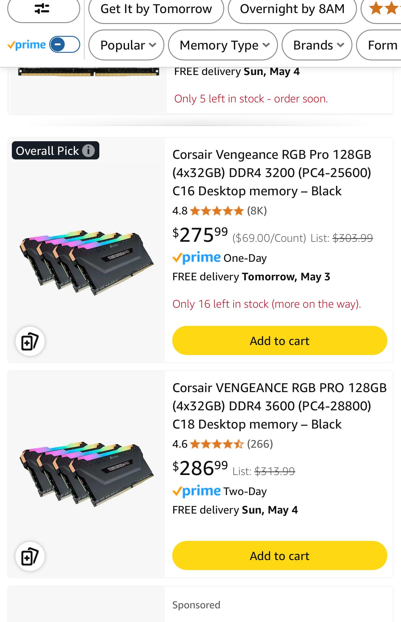 Corsair vengeance RGB pro 4x32gb ddr4 ram