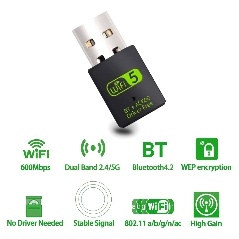 USB WiFi Adapter，600Mbps USB WiFi Bluetooth Adapter