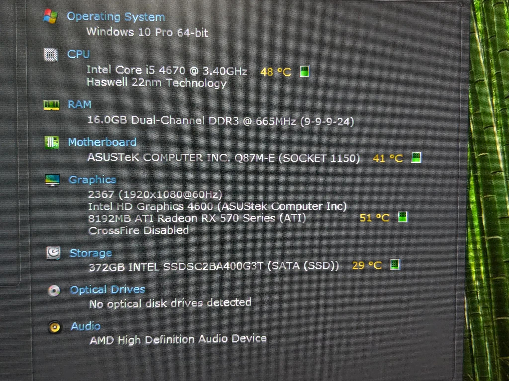 Entry Level | i5-4670, 16GB RAM, RX 570 8GB, 400GB SSD, Win10