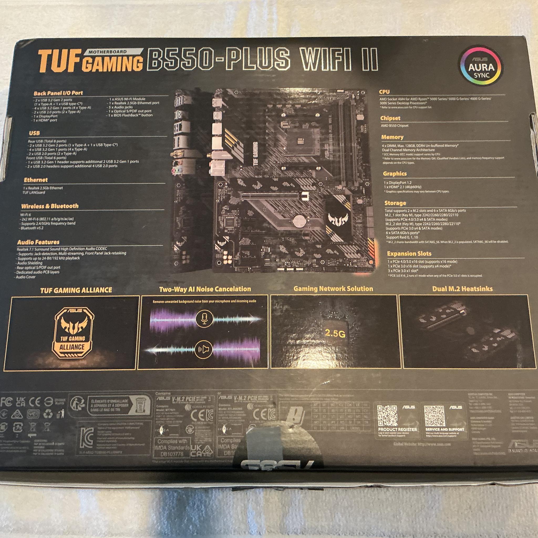 Open Box ++ ASUS TUF GAMING B550-PLUS WIFI II AM4 AMD B550 ATX Motherboard