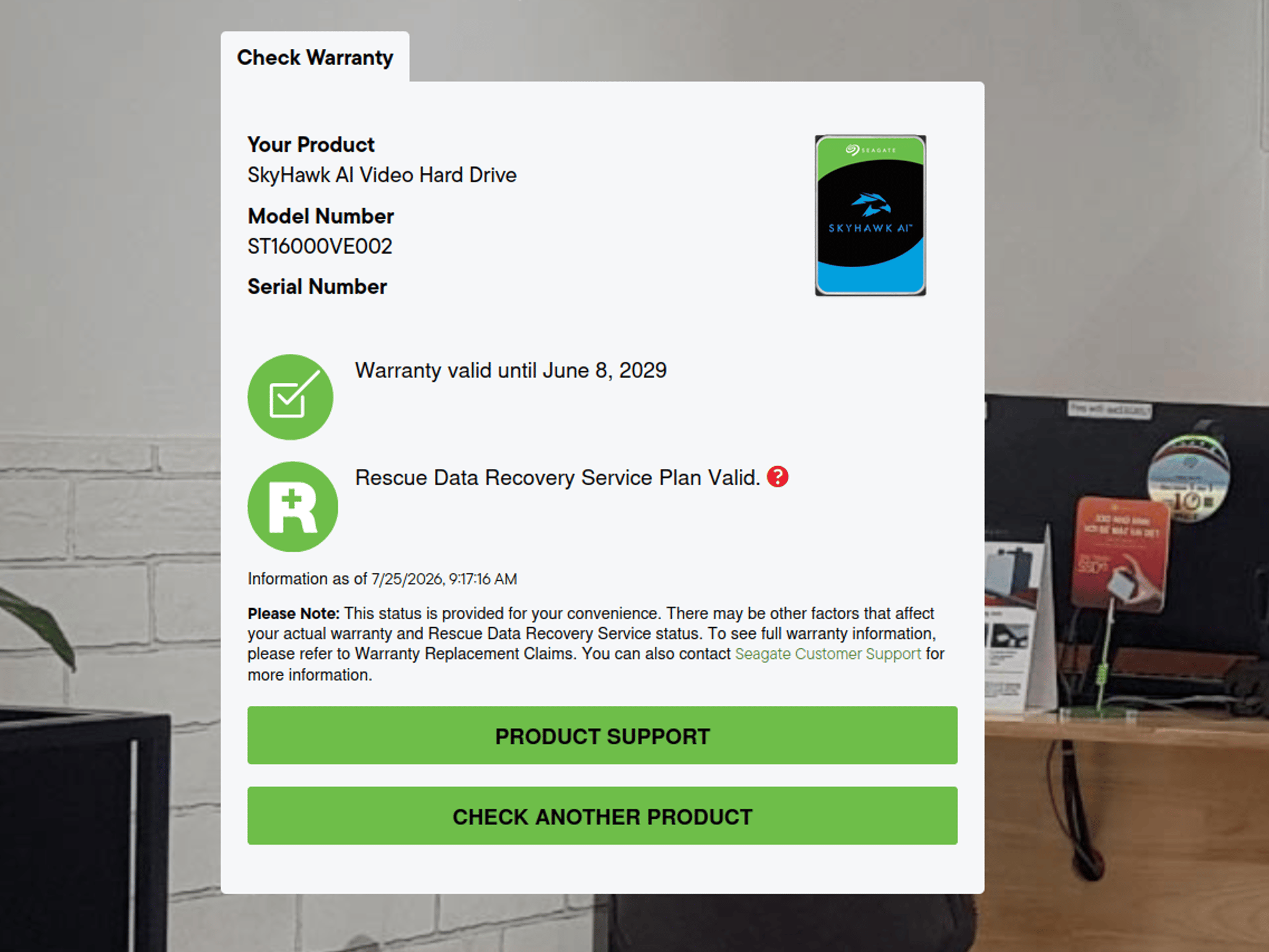 Seagate Skyhawk AI Video 16TB 3.5" SATA Hard Drive (ST16000VE002)