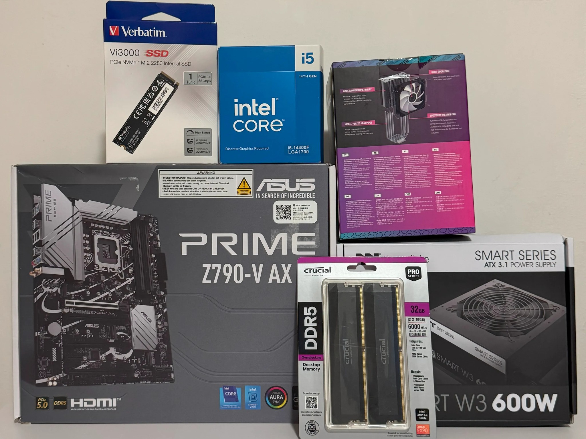 Intel Core i5 14400F ASUS Prime Z790-V AX GeForce RTX 3060 12GB 1TB SSD 32GB DDR5 Thermaltake Case