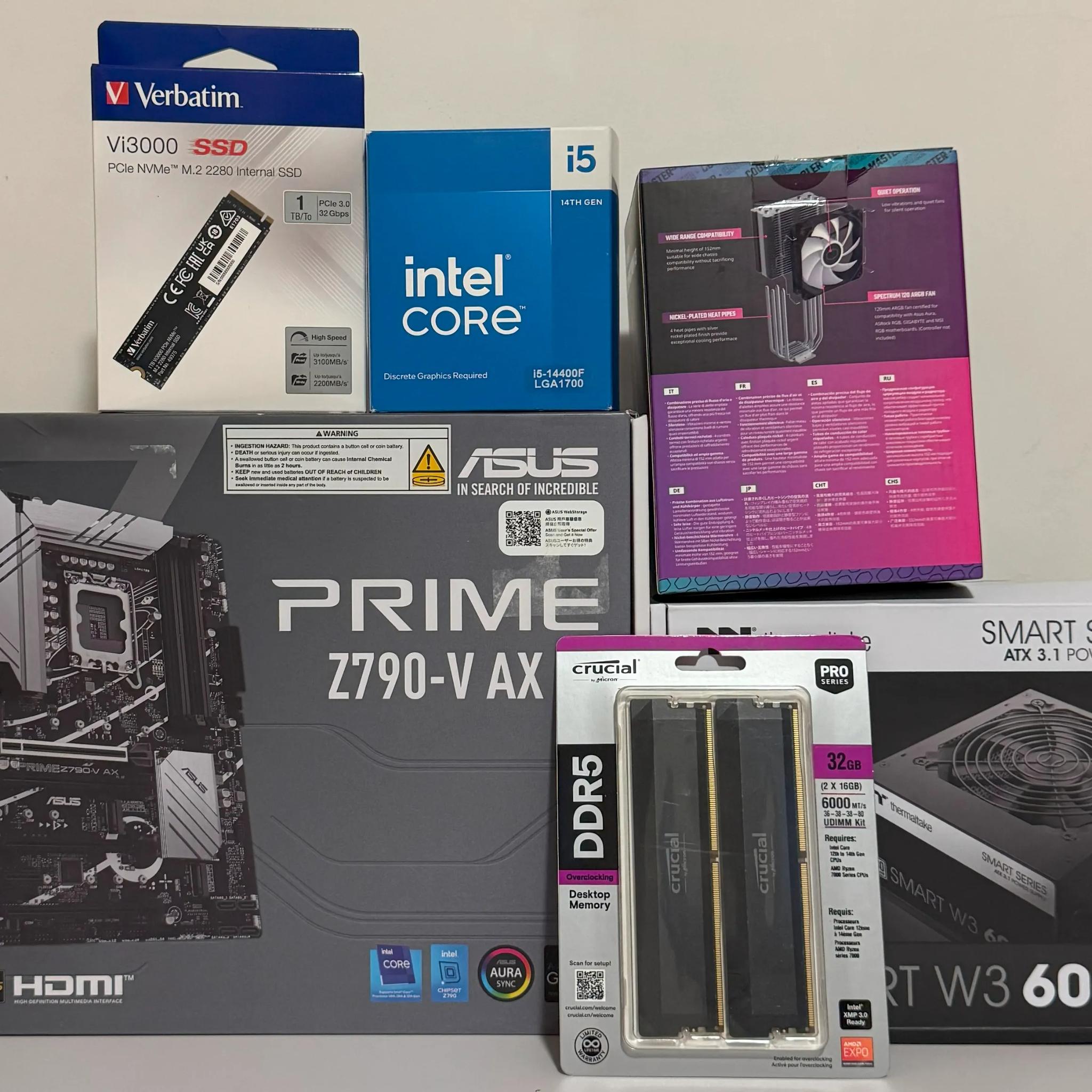 Intel Core i5 14400F ASUS Prime Z790-V AX GeForce RTX 3060 12GB 1TB SSD 32GB DDR5 Thermaltake Case