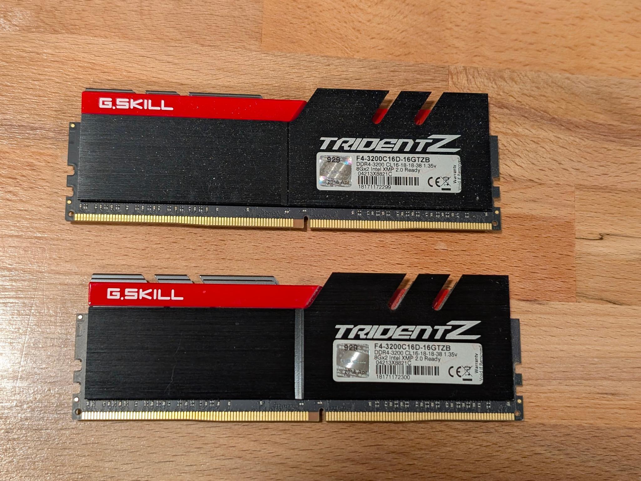 G.Skill Trident Z DDR4-3200 CL16-18-18-38 1.35V 16GB (2x8GB) (RED)
