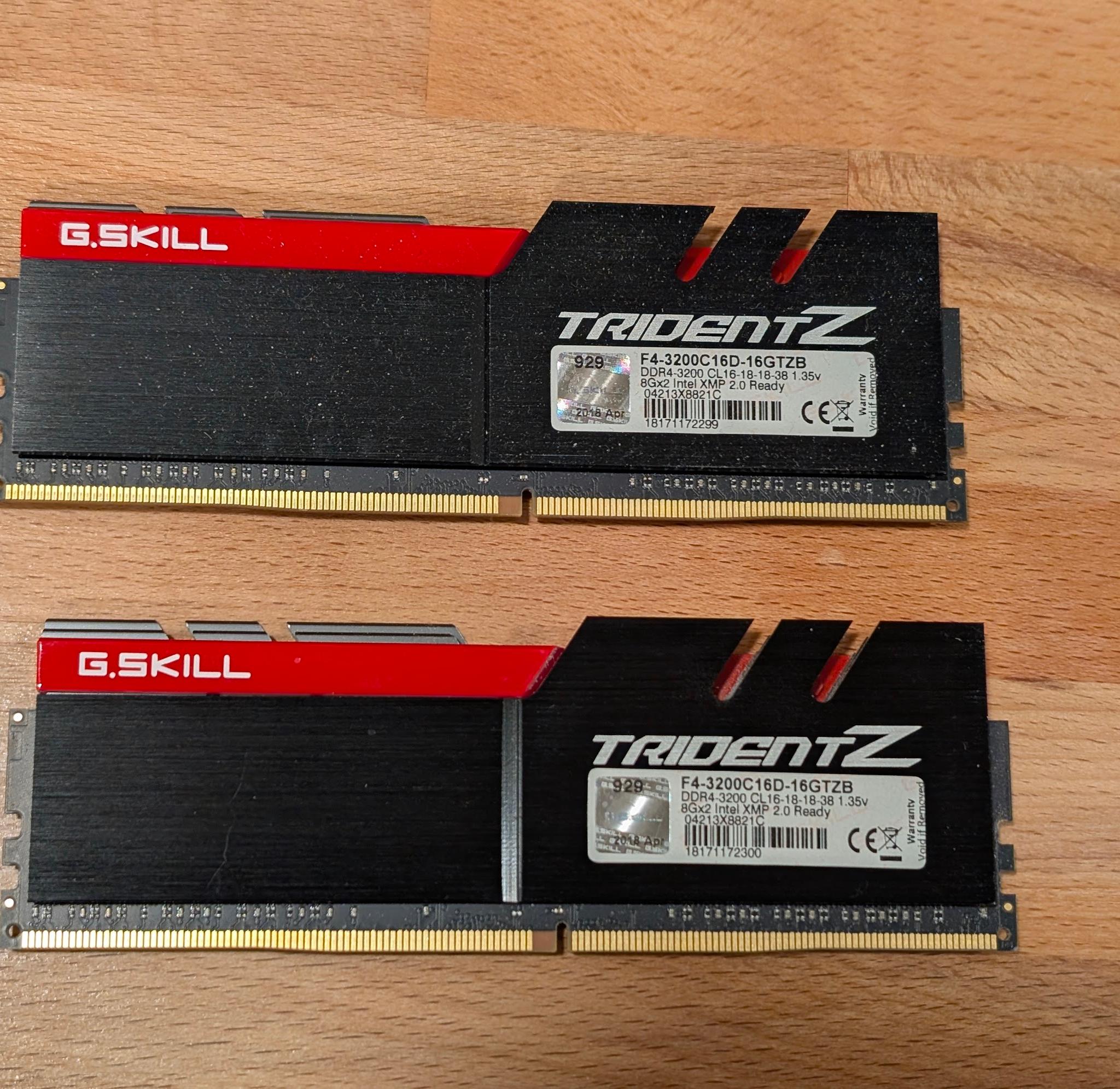 G.Skill Trident Z DDR4-3200 CL16-18-18-38 1.35V 16GB (2x8GB) (RED)