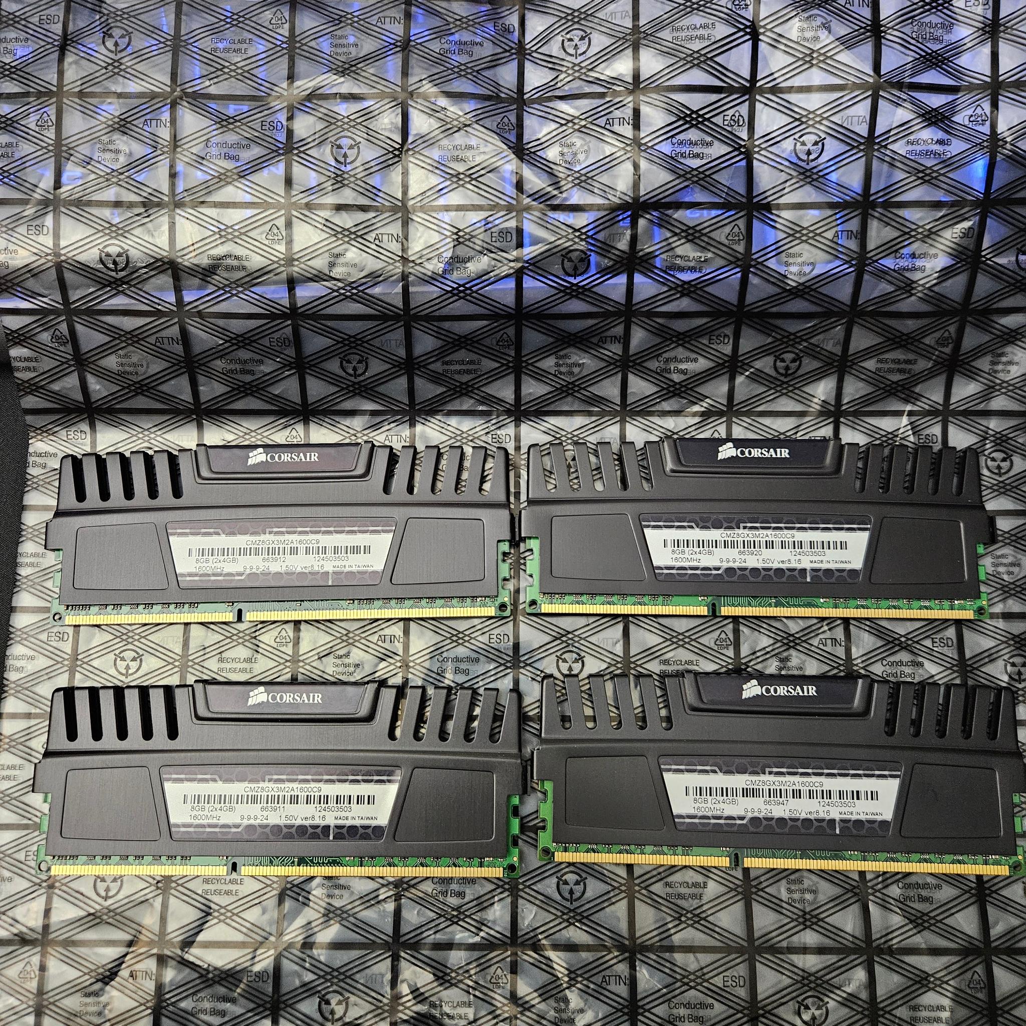 Corsair DDR3 16gb 4 X 4GB 1600MHZ memory RAM Lot 1