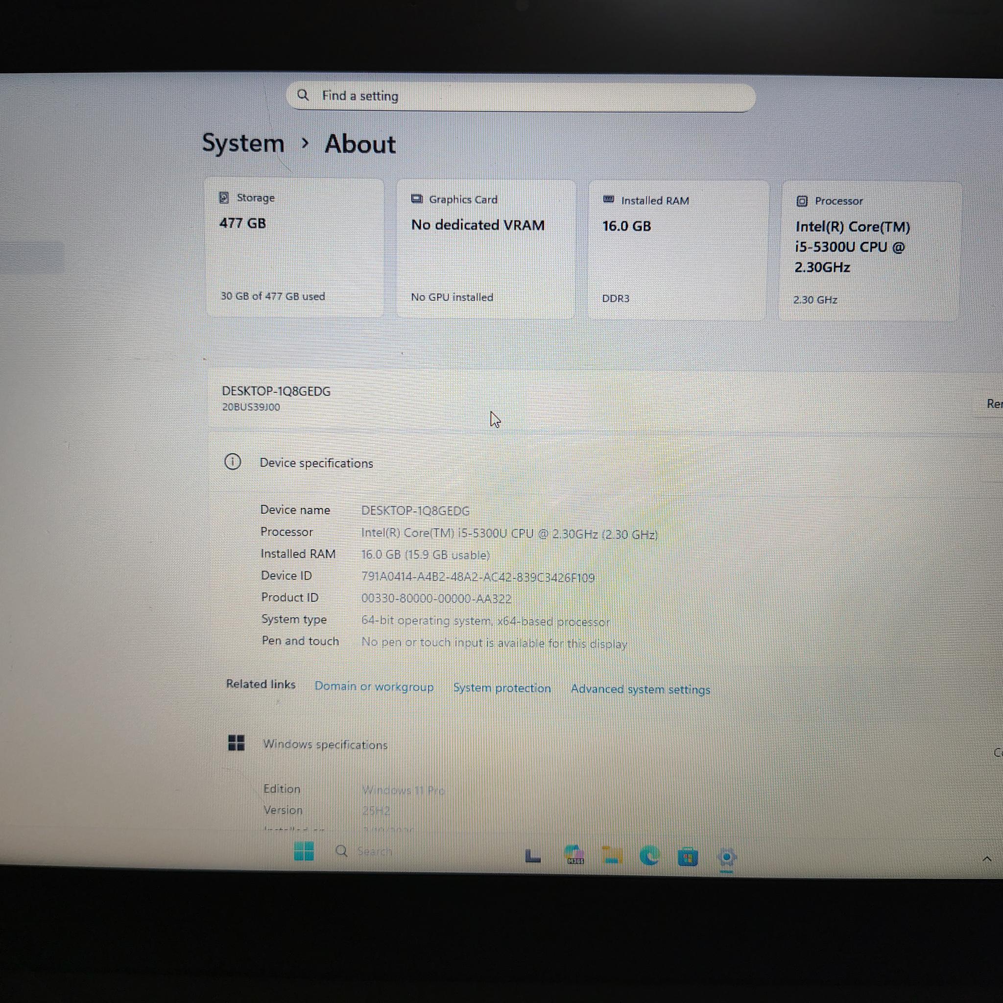 Lenovo T450 running Windows 11