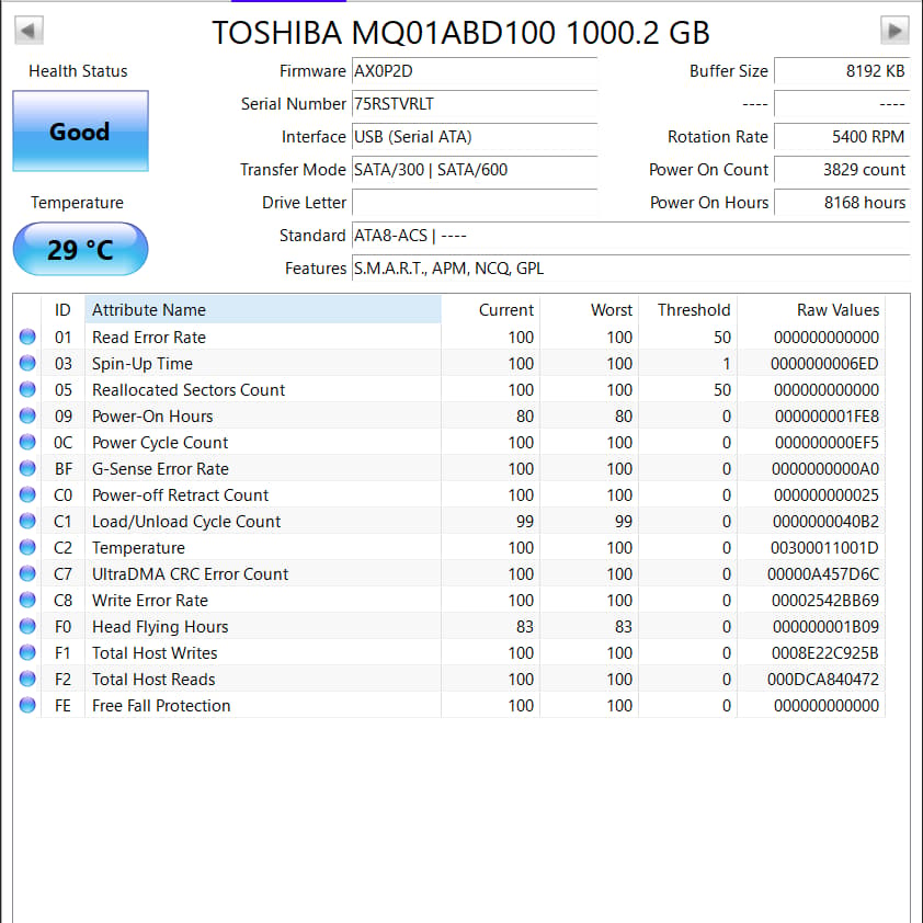 Toshiba 1TB 5400RPM 2.5" SATA III Hard Drive