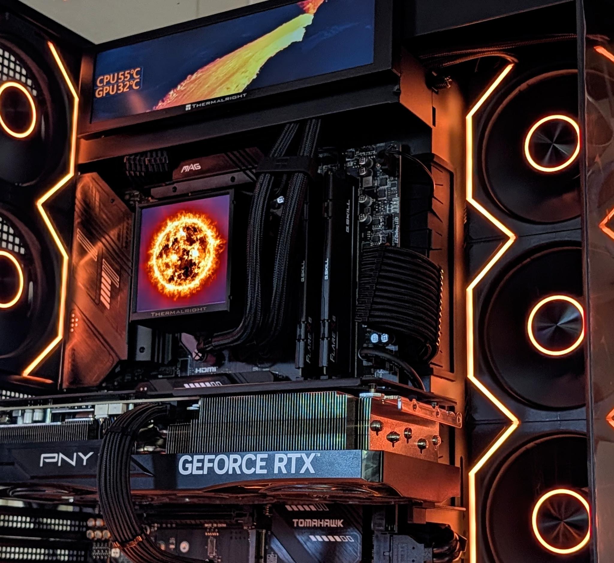 🔥 Fireball 🔥 Ryzen 9 7950X3D + RTX 5070 Ti | Premium 1440p Gaming & Creator PC | Dual LCD Displays