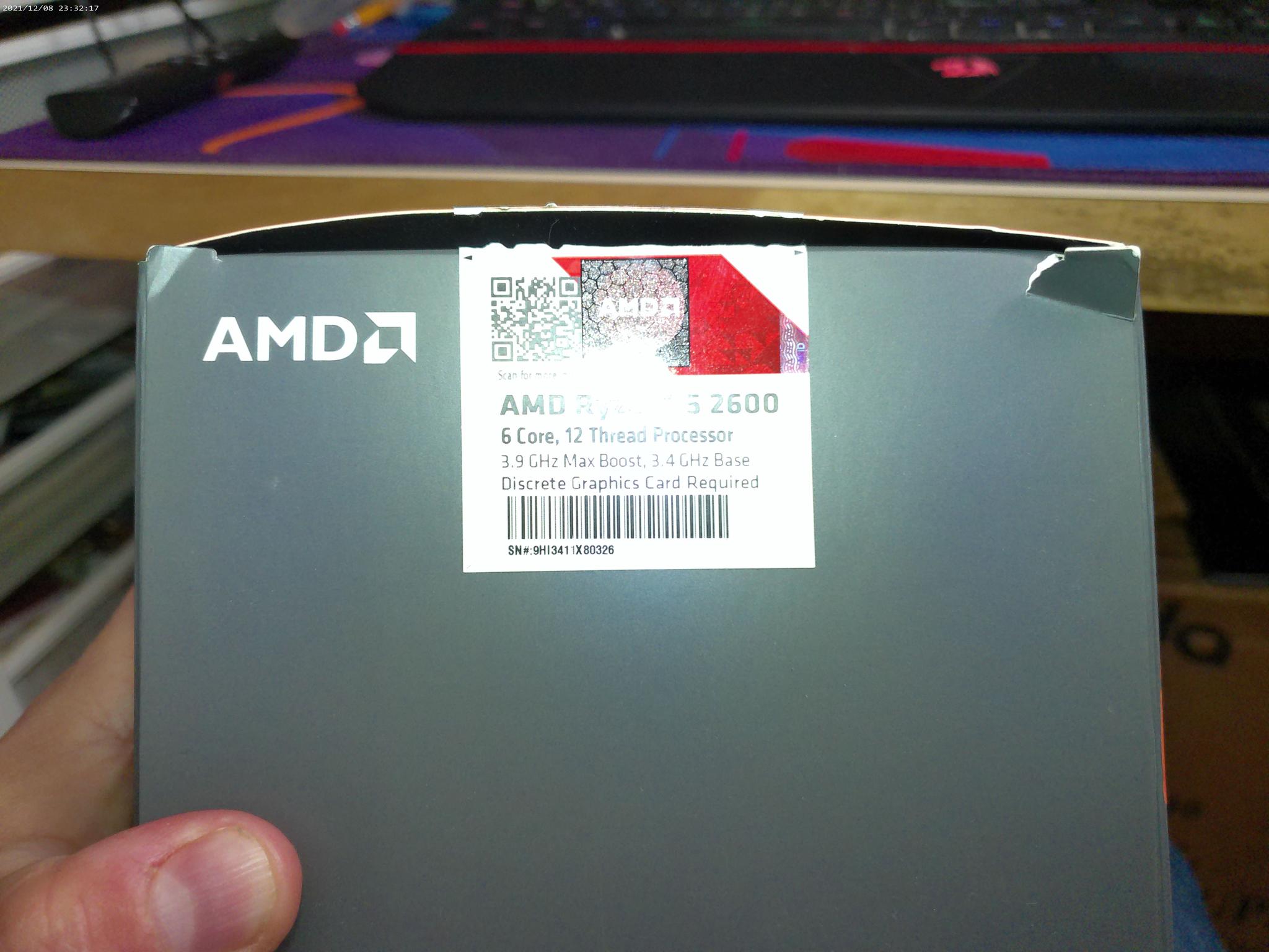 Ryzen 5 2600 CPU and Heat Sink Fan