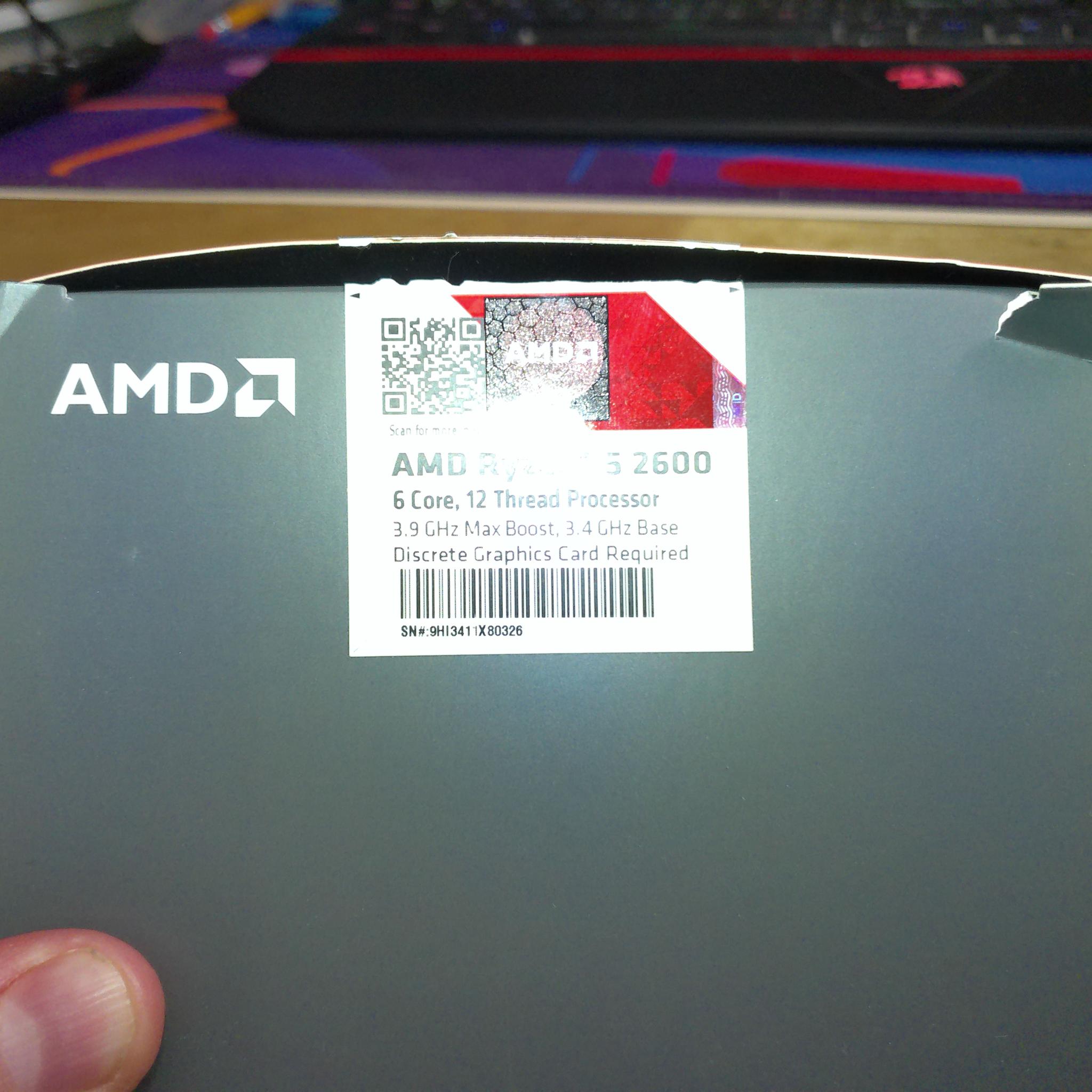 Ryzen 5 2600 CPU and Heat Sink Fan