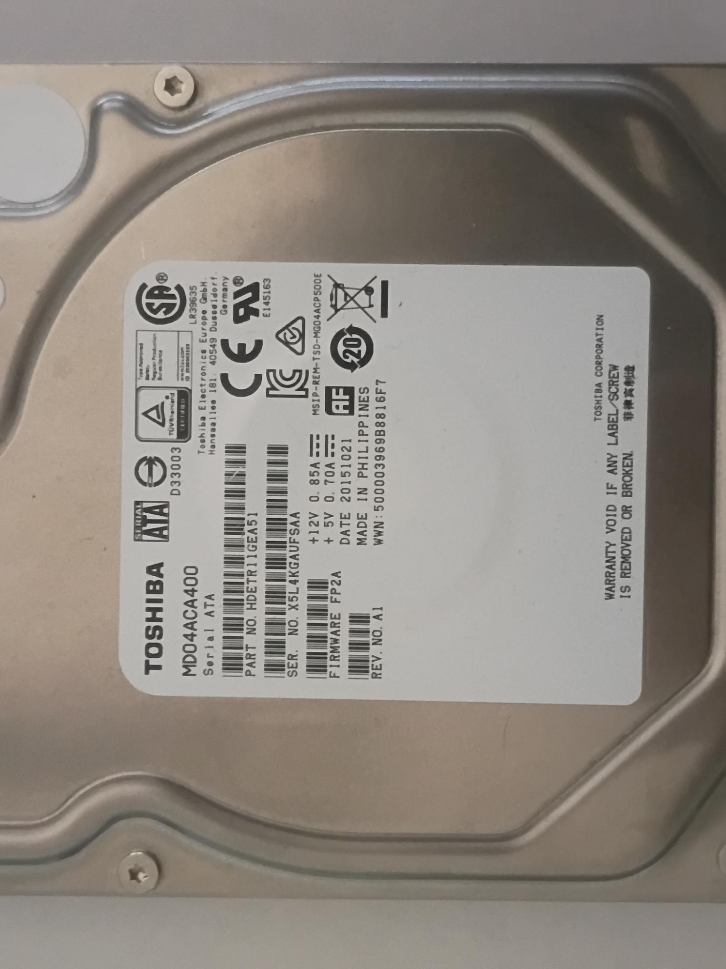 Toshiba MD04ACA400 4TB 3.5