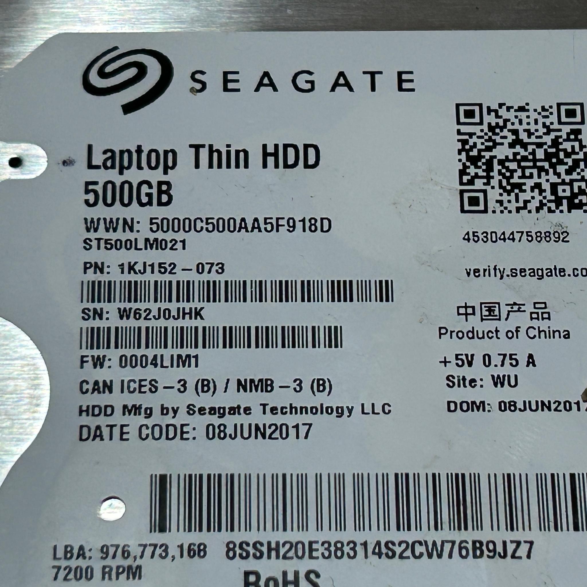 Seagate ST500LM021 500GB 2.5" 6Gb/s  7.2K RPM SATA HDD P/N: 1KJ152-073