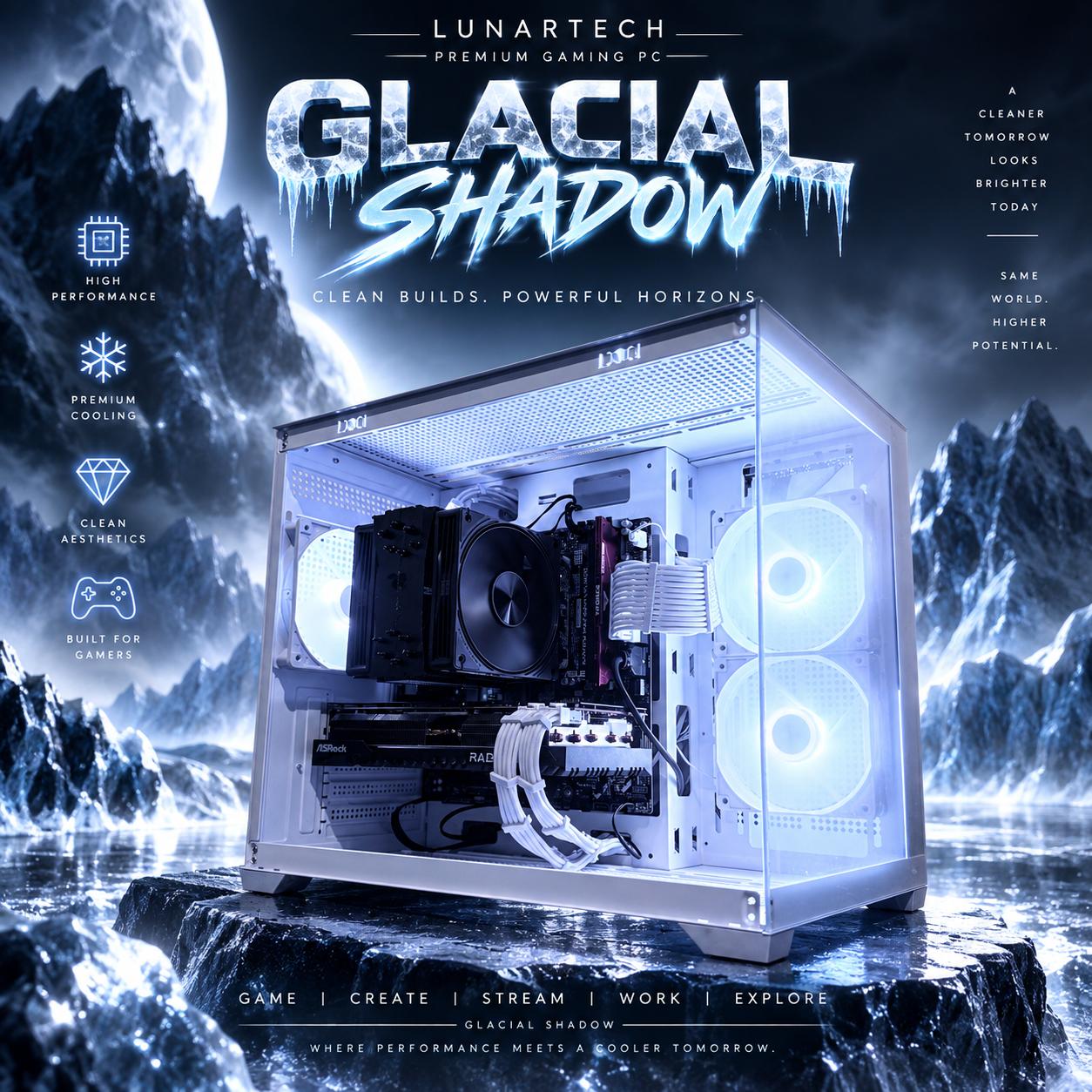 🌈"Glacial Shadow"⚪️ | 1440p Gaming | RX 7700 16GB | Ryzen 7 8700F | 16GB DDR5 | 1TB SSD | Free Ship