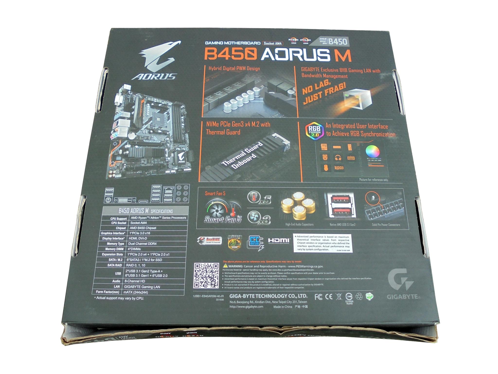 Gigabyte Aorus M Gaming B450 AM4 mATX Motherboard