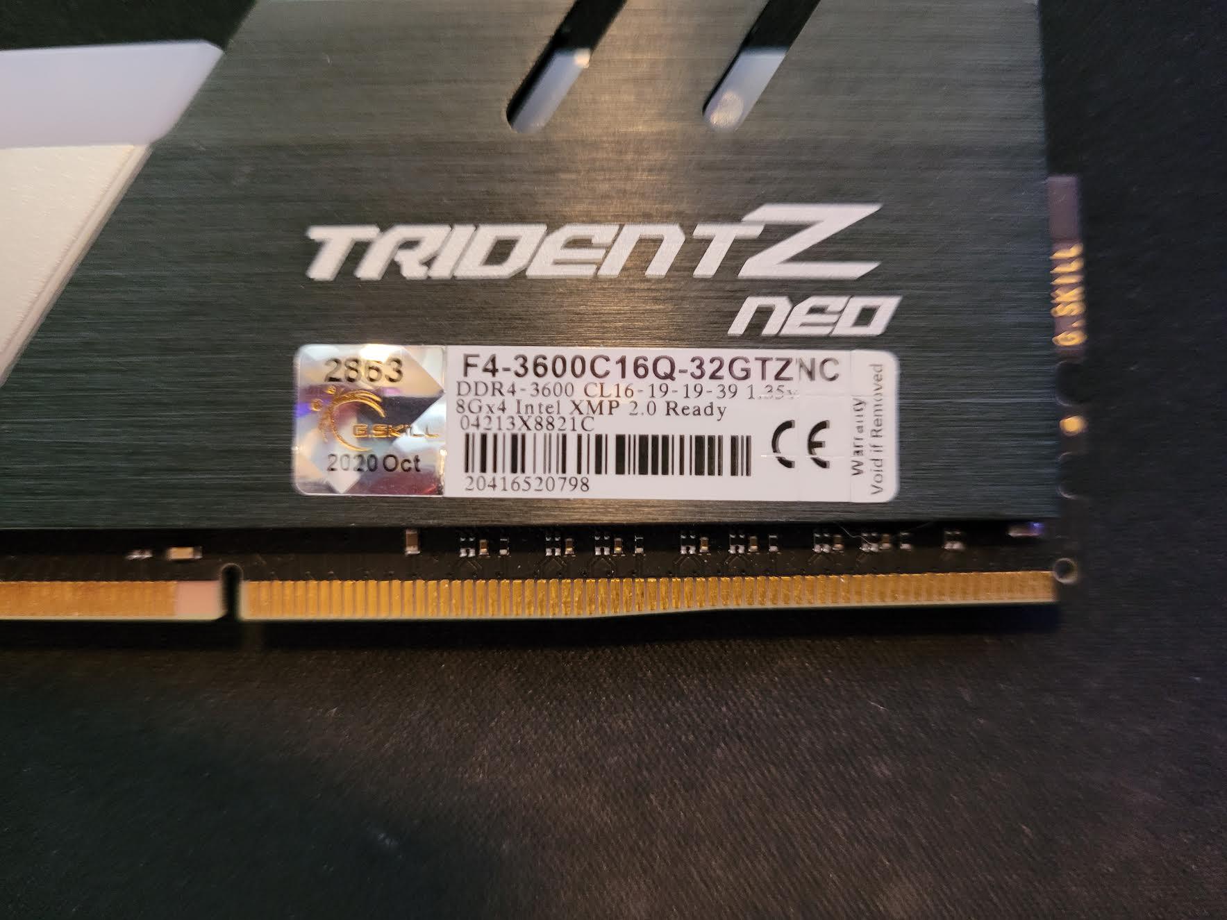 G.Skill Trident Z Neo 8GB(8GB*1) 3600MHz DDR4 RAM