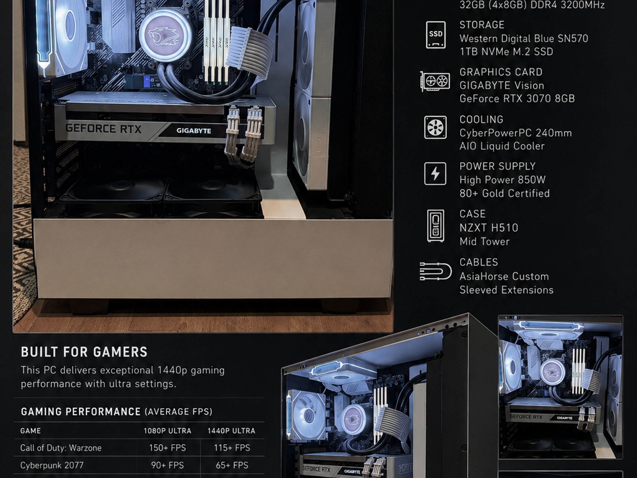 🚀WHITE RTX 3070 GAMING PC  Ryzen 7 5800X • 32GB RAM • 1TB NVMe SSD 🚀
