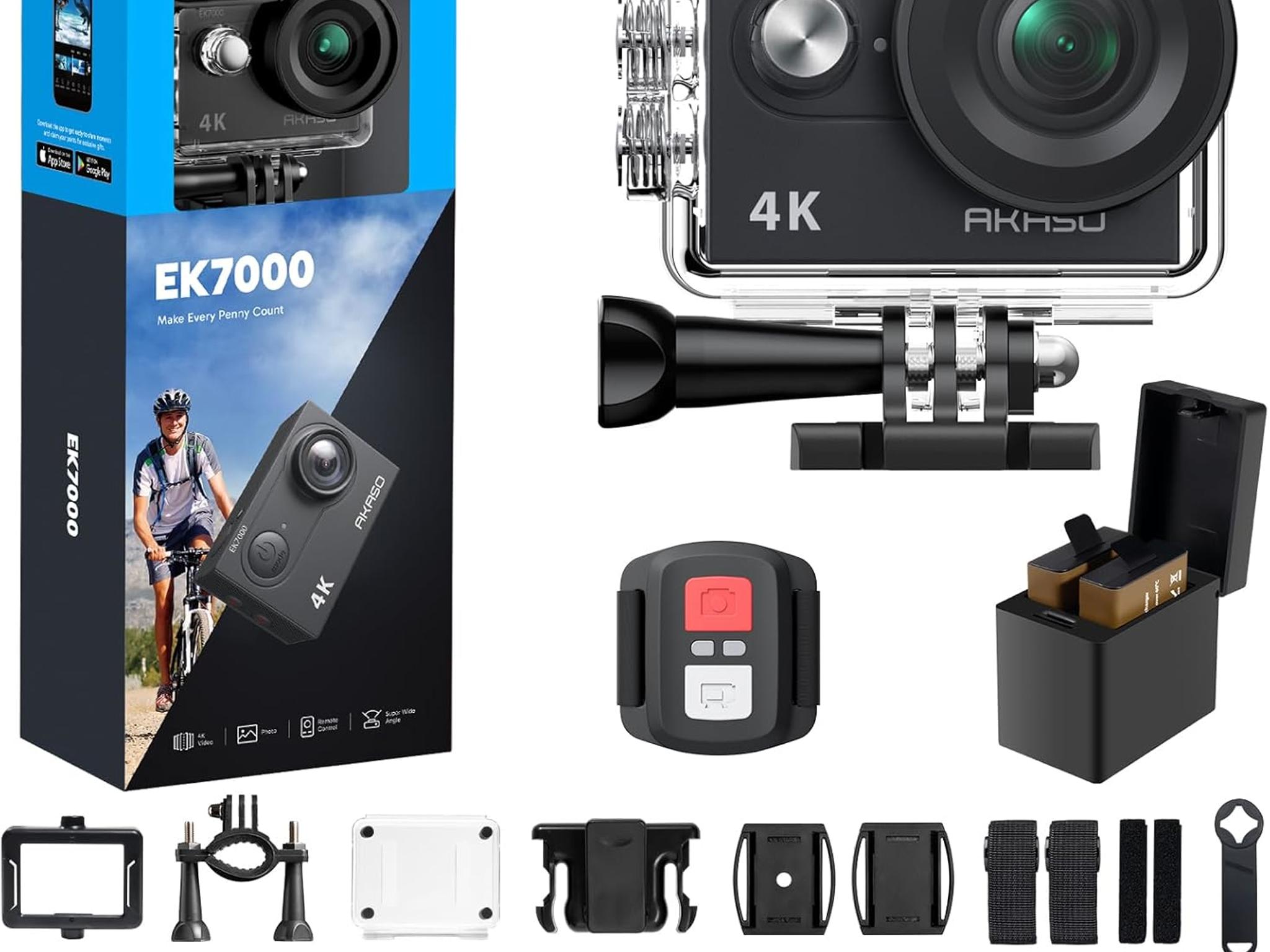 AKASO EK7000 4K Action Camera-131ft Waterproof Camera 4X, Remote Control UHD 20MP w/ Accessories Kit