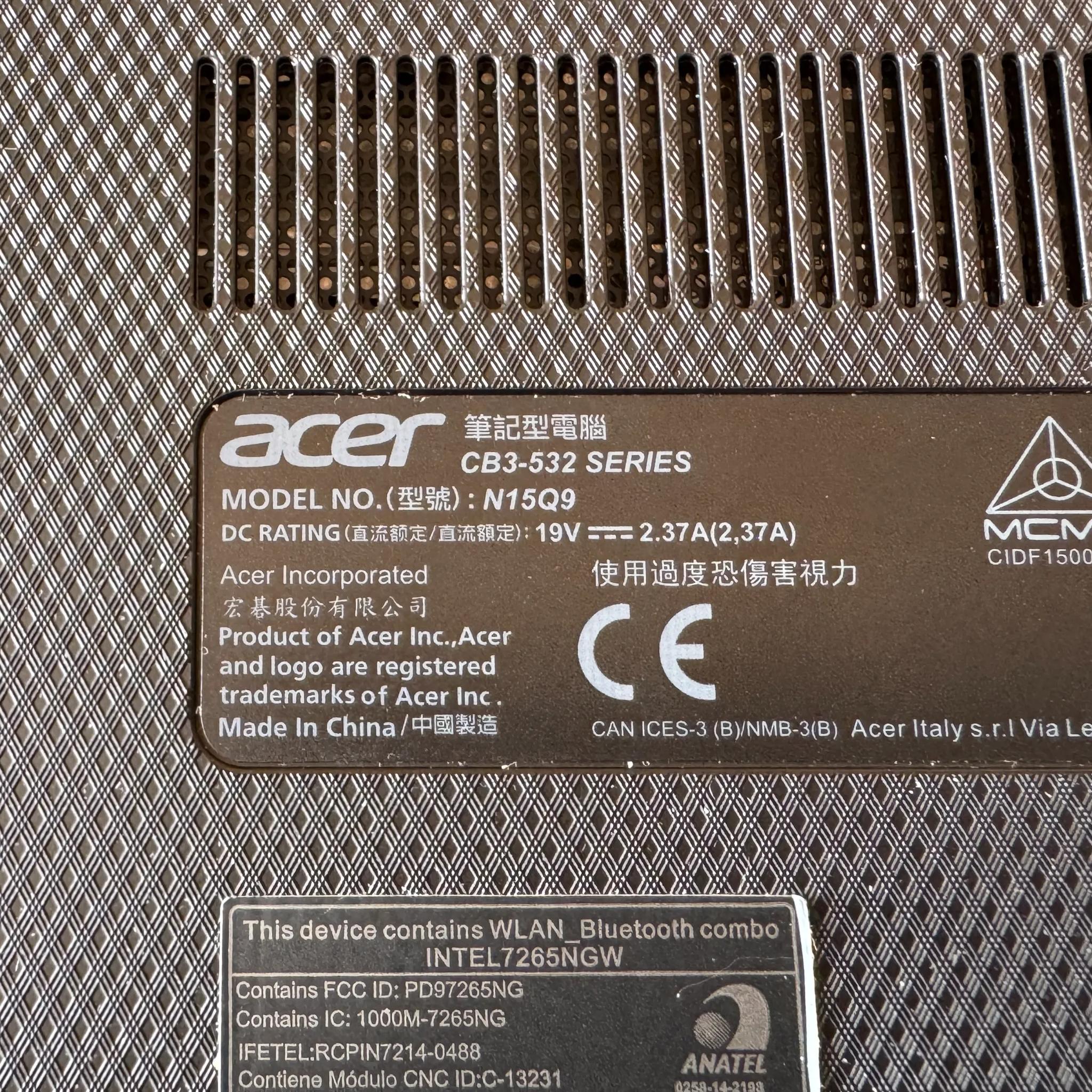 Acer Chromebook 15 CB3-532-C47C - Intel Celeron N3060 (Quad-Core) - 2GB RAM - 16GB eMMC - ChromeOS