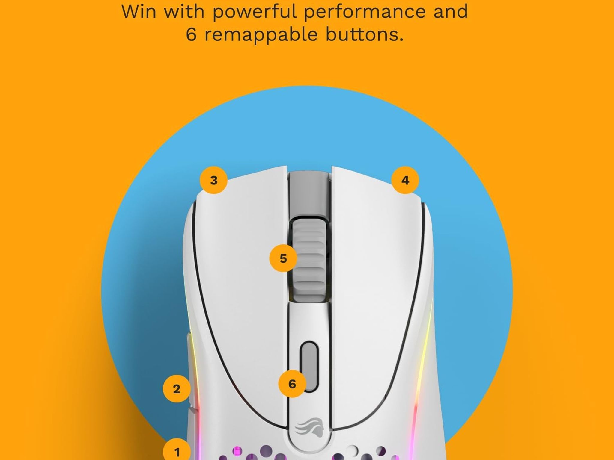 Glorious Gaming - D 2 Wireless Ergonomic Mouse, Superlight 66g (White)