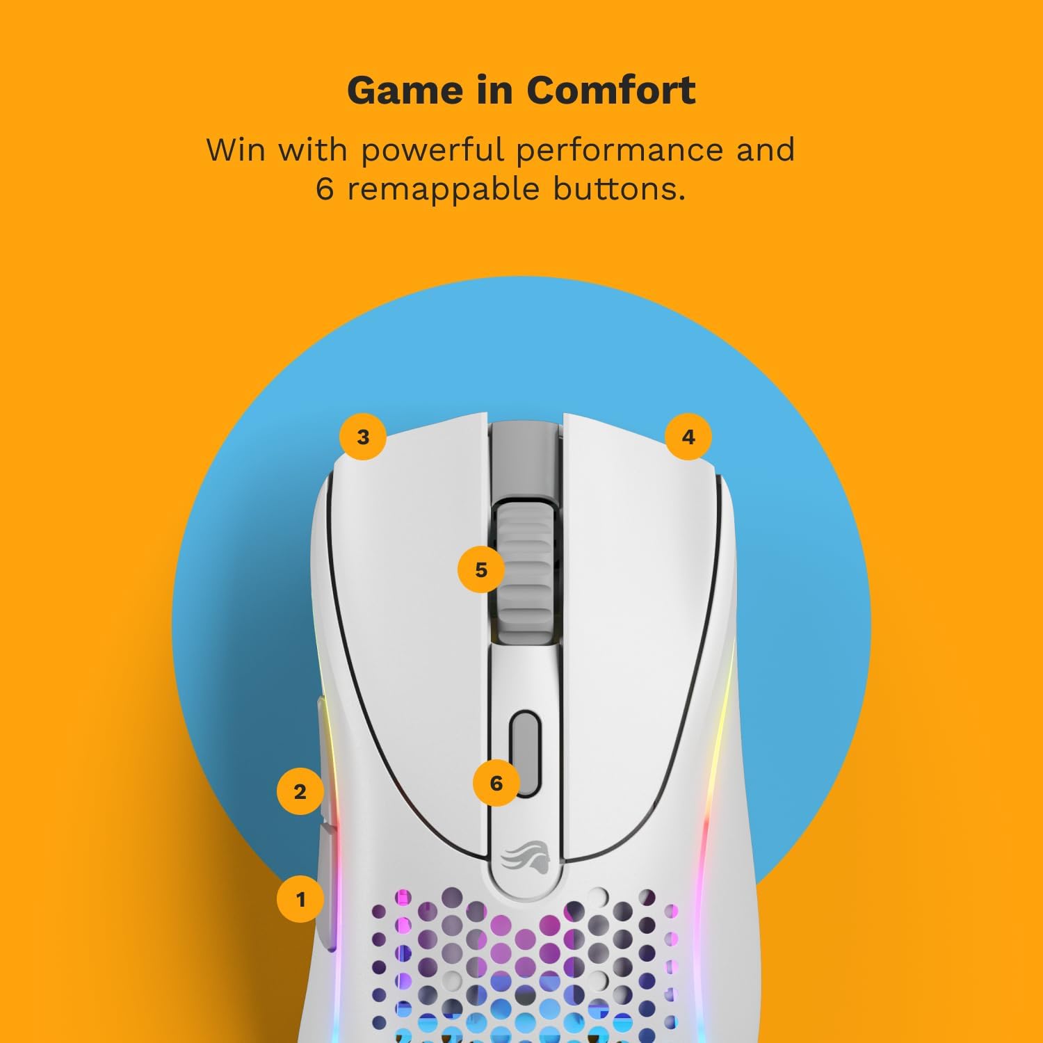 Glorious Gaming - D 2 Wireless Ergonomic Mouse, Superlight 66g (White)